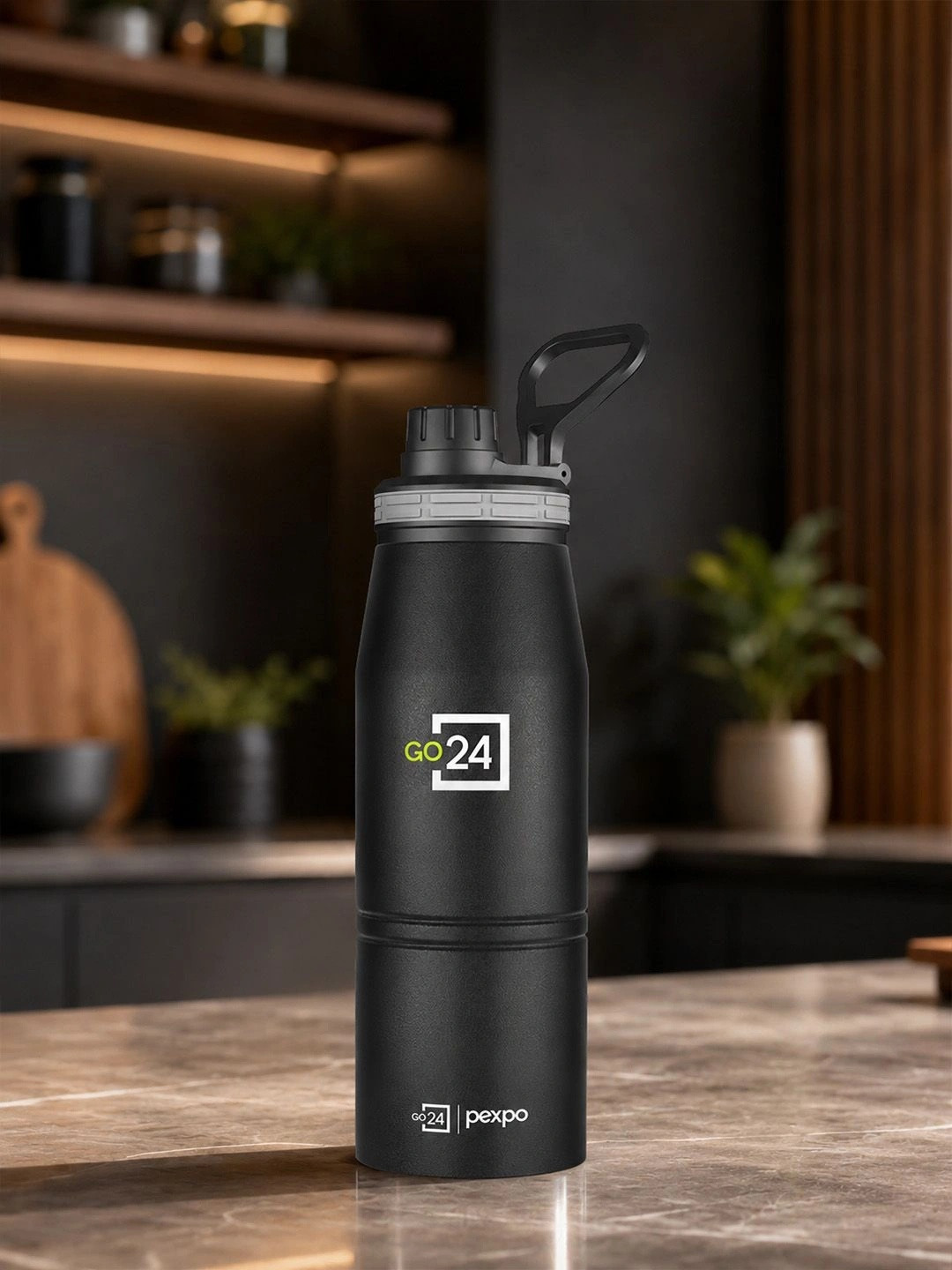 Go24 Altros Kinght Black 3 Layer Insulated Stainless Steel Water Bottle 740ml