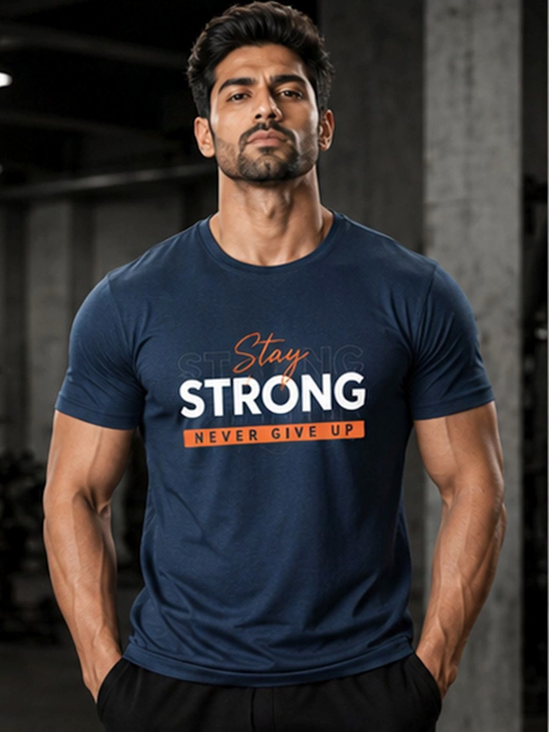 Dpassion Men Quick Dry Gym Printed T-Shirt