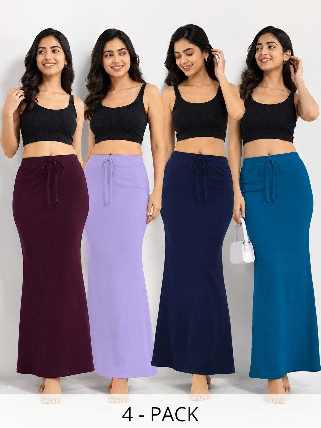 BAESD Pack Of 4 Pure Cotton High Waisted Saree Shapewears