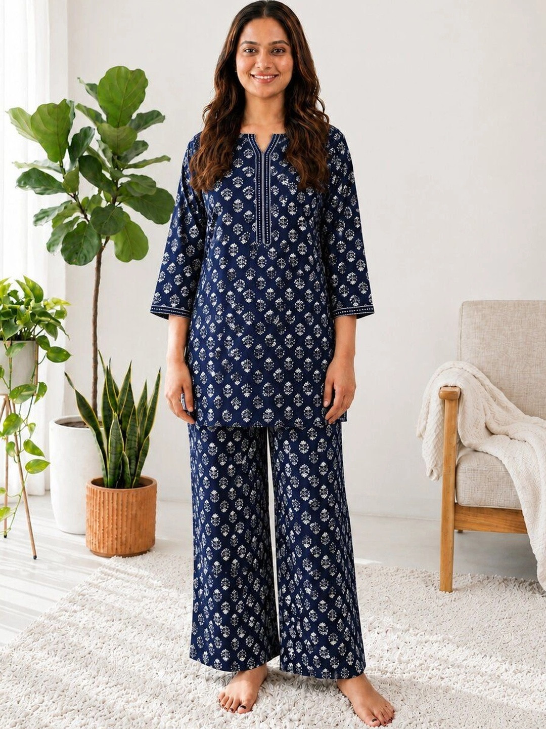 Jsimar Women Ethnic Motifs Printed Regular Kurta with Palazzos