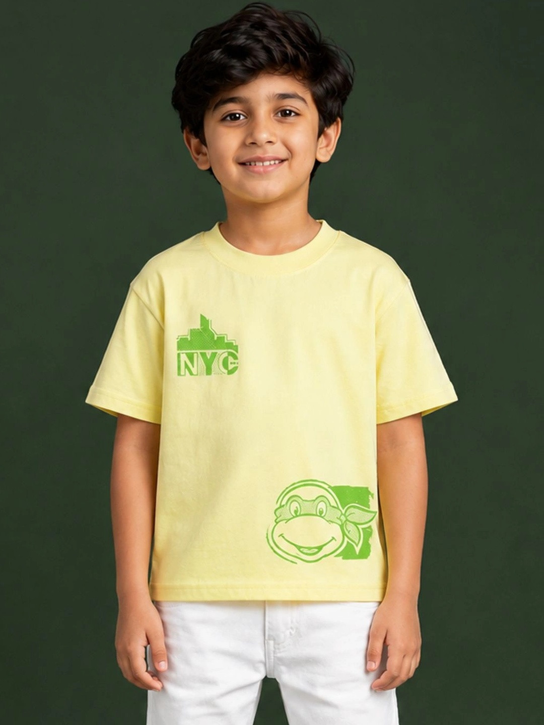 Button Bear Boys Cotton Ninja Turtles Printed Oversized Short Sleeve T-Shirt