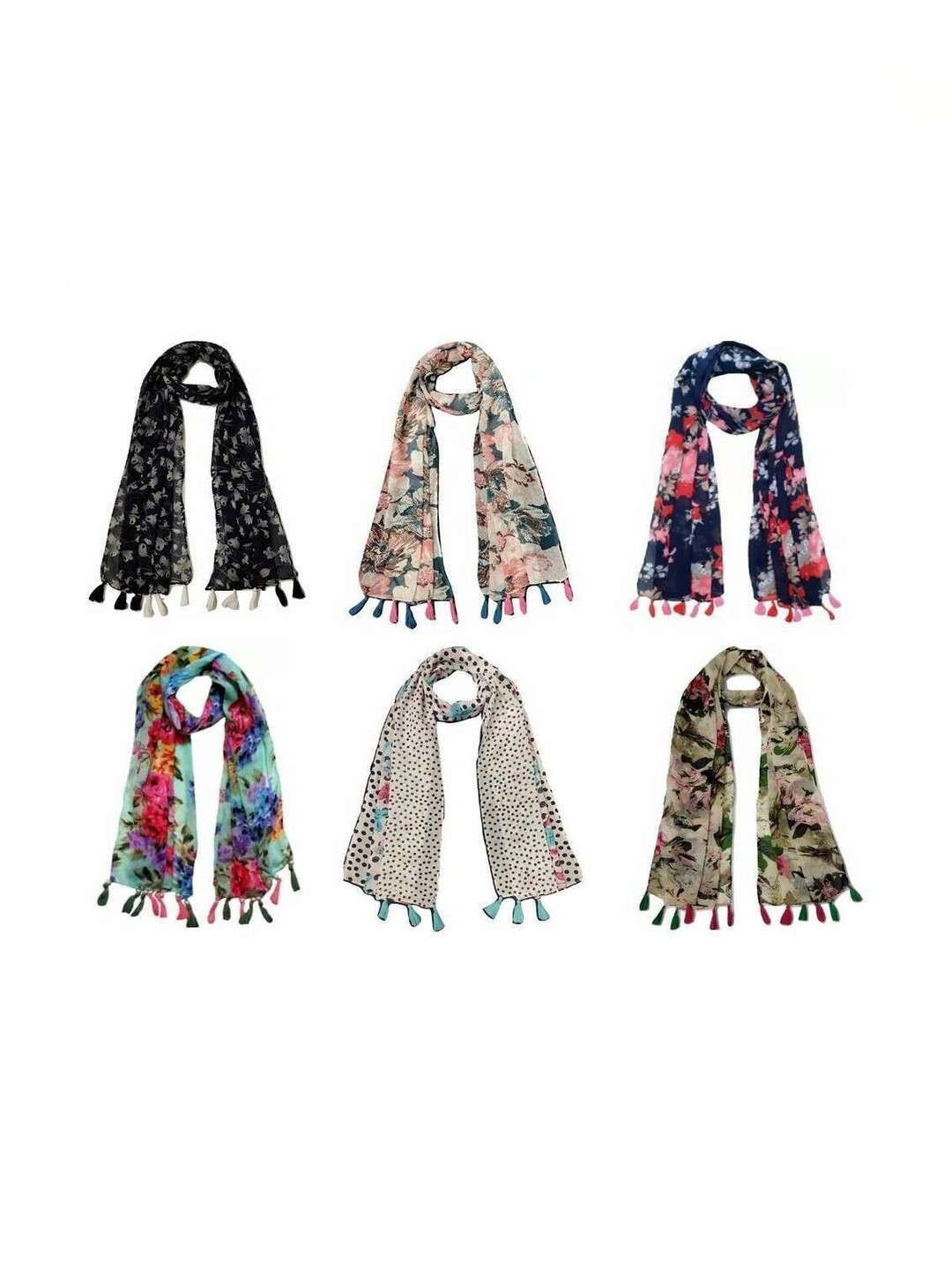 XMSFASHION Women Pack Of 6 Printed Stole