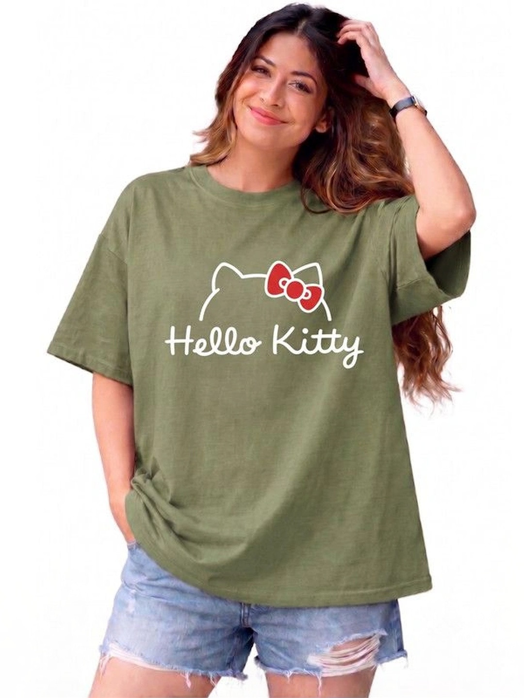 9TUNKI Women Printed Pure Cotton T-shirt