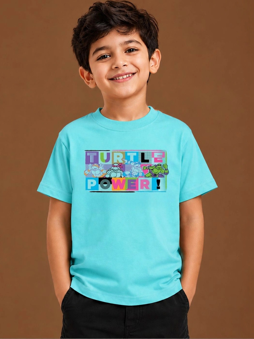 Button Bear boys Cotton Ninja Turtles Printed Regular Fit Short Sleeve T-Shirt