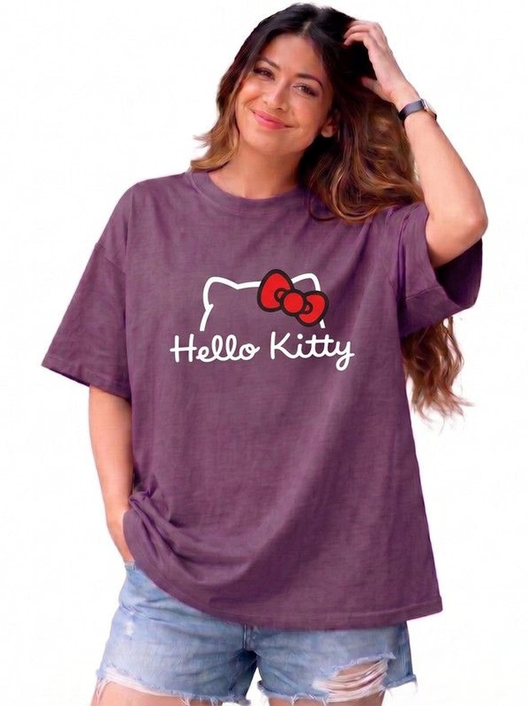 9TUNKI Women Printed Pure Cotton T-shirt