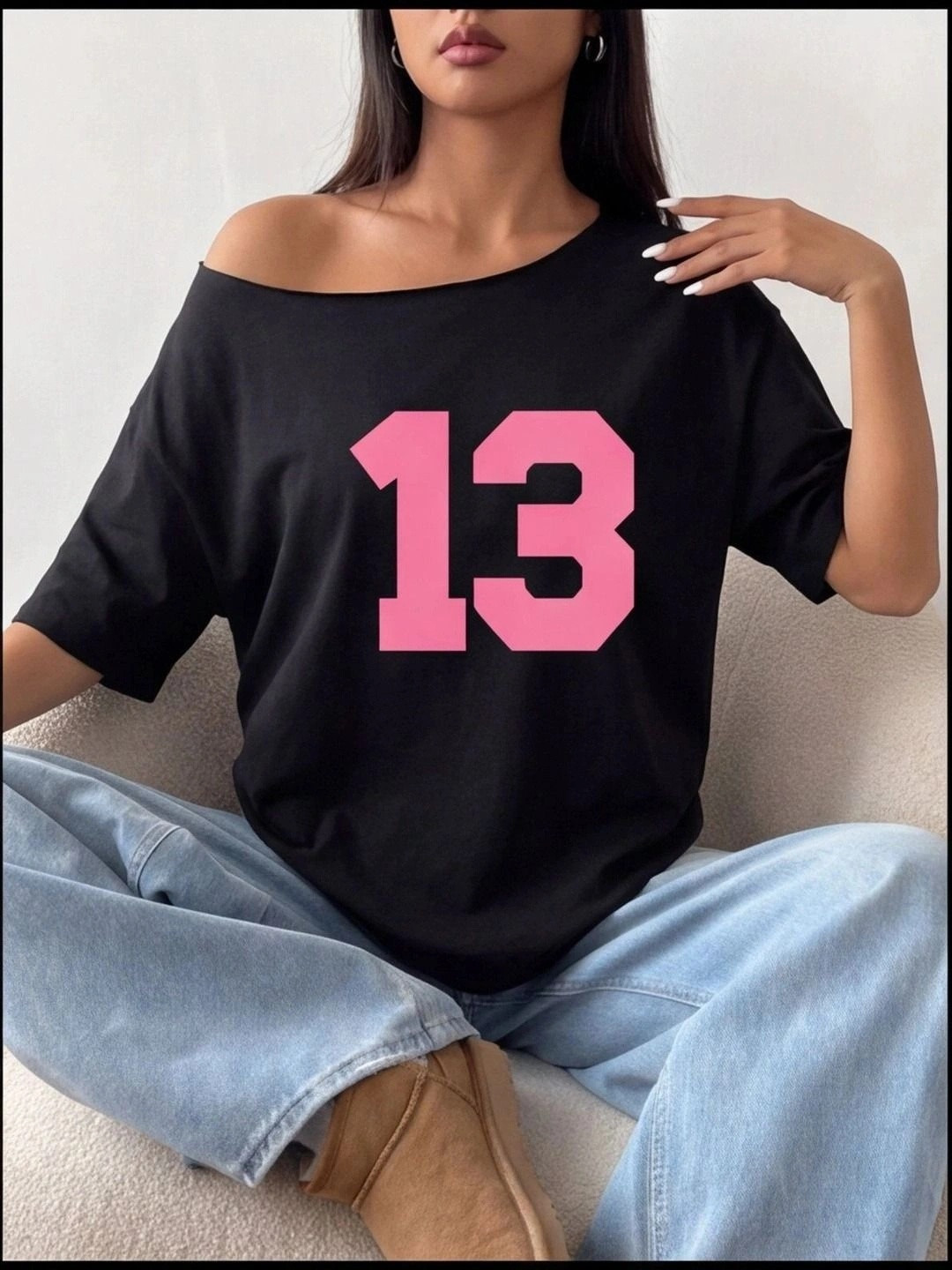 ELBATROSS Women Printed Drop-Shoulder Sleeves T-shirt