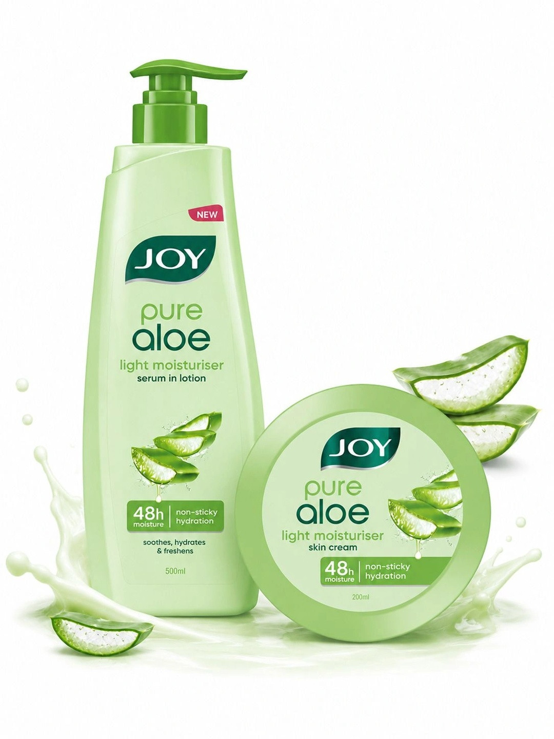 JOY Pure Aloe Multi-Benefit Aloe Vera Body Lotion 500ml & Aloe Vera Skin Cream 200 ml