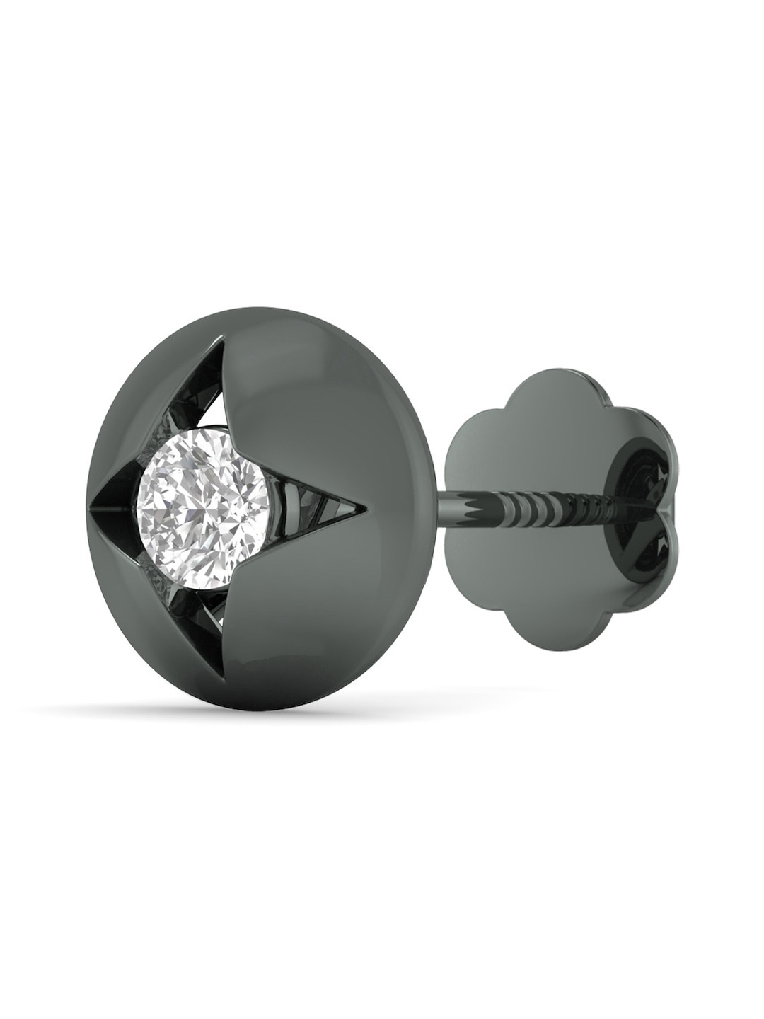 ORIONZ Sterling Silver Cubic Zirconia Studded Circular Shaped Studs