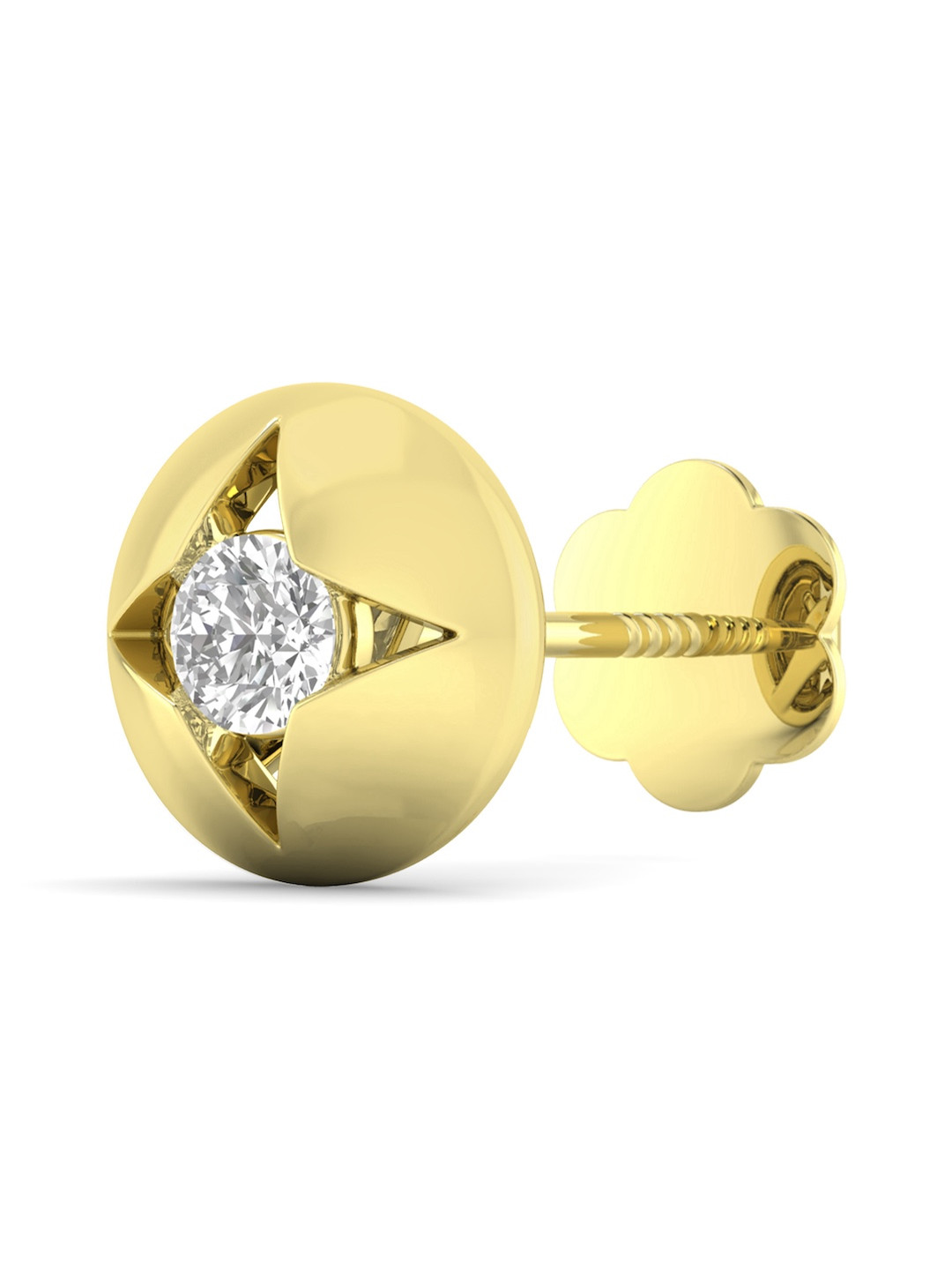 ORIONZ Sterling Silver Cubic Zirconia Studded Circular Shaped Studs
