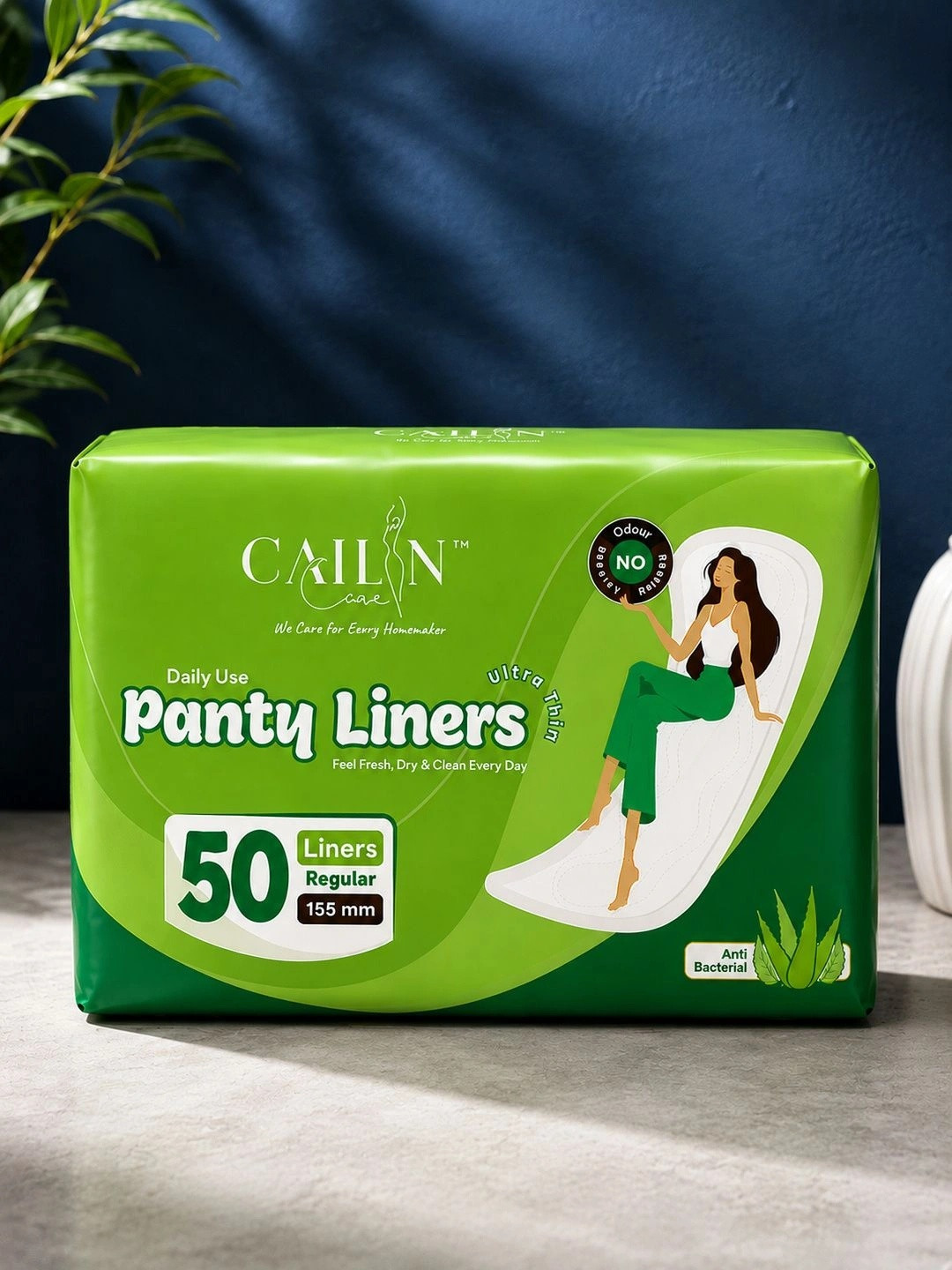 Cailin Care Antibacterial Soft Cotton Ultra Thin Panty Liners - 50 Liners