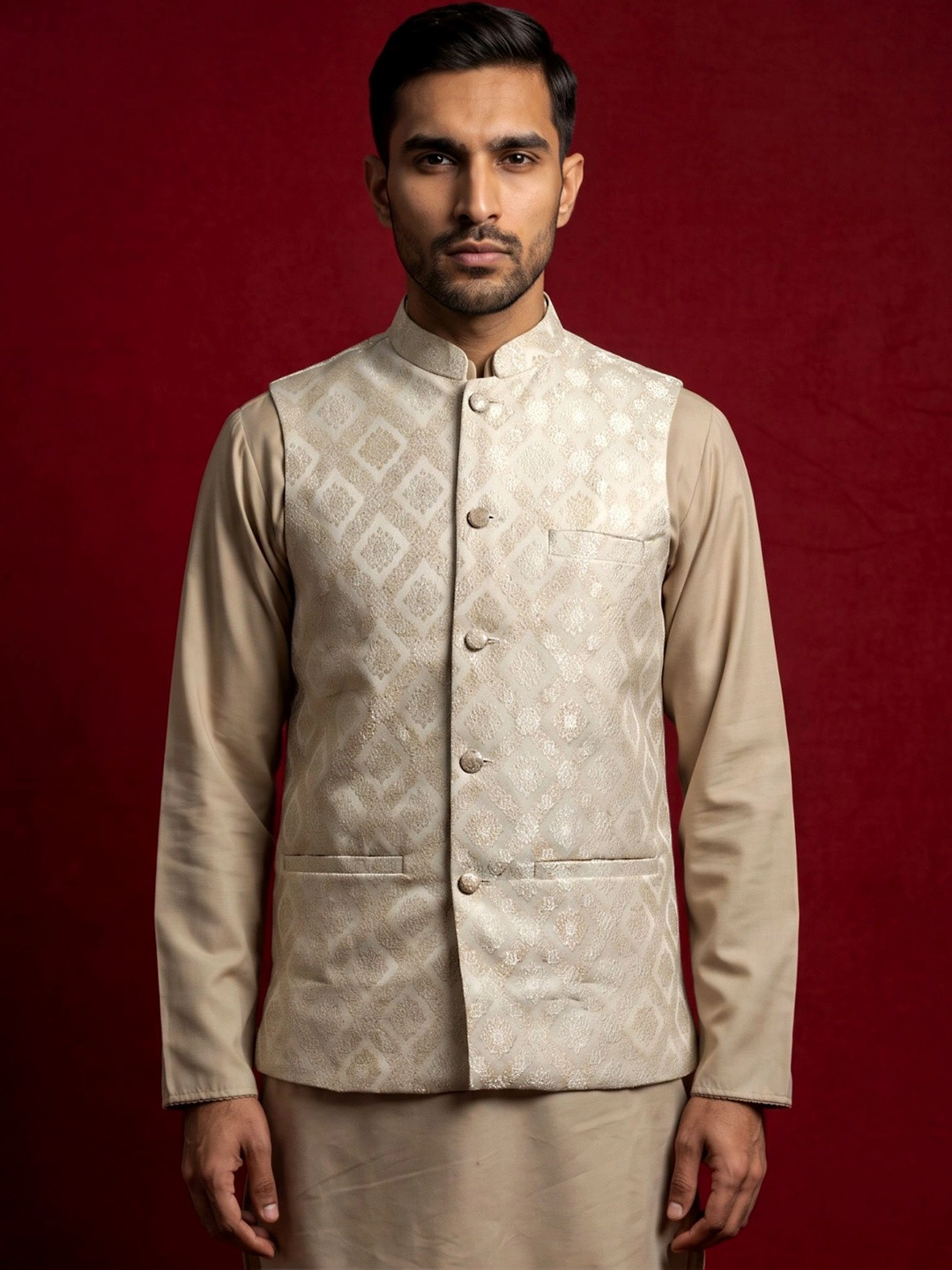 Jompers Woven Design Nehru Jackets