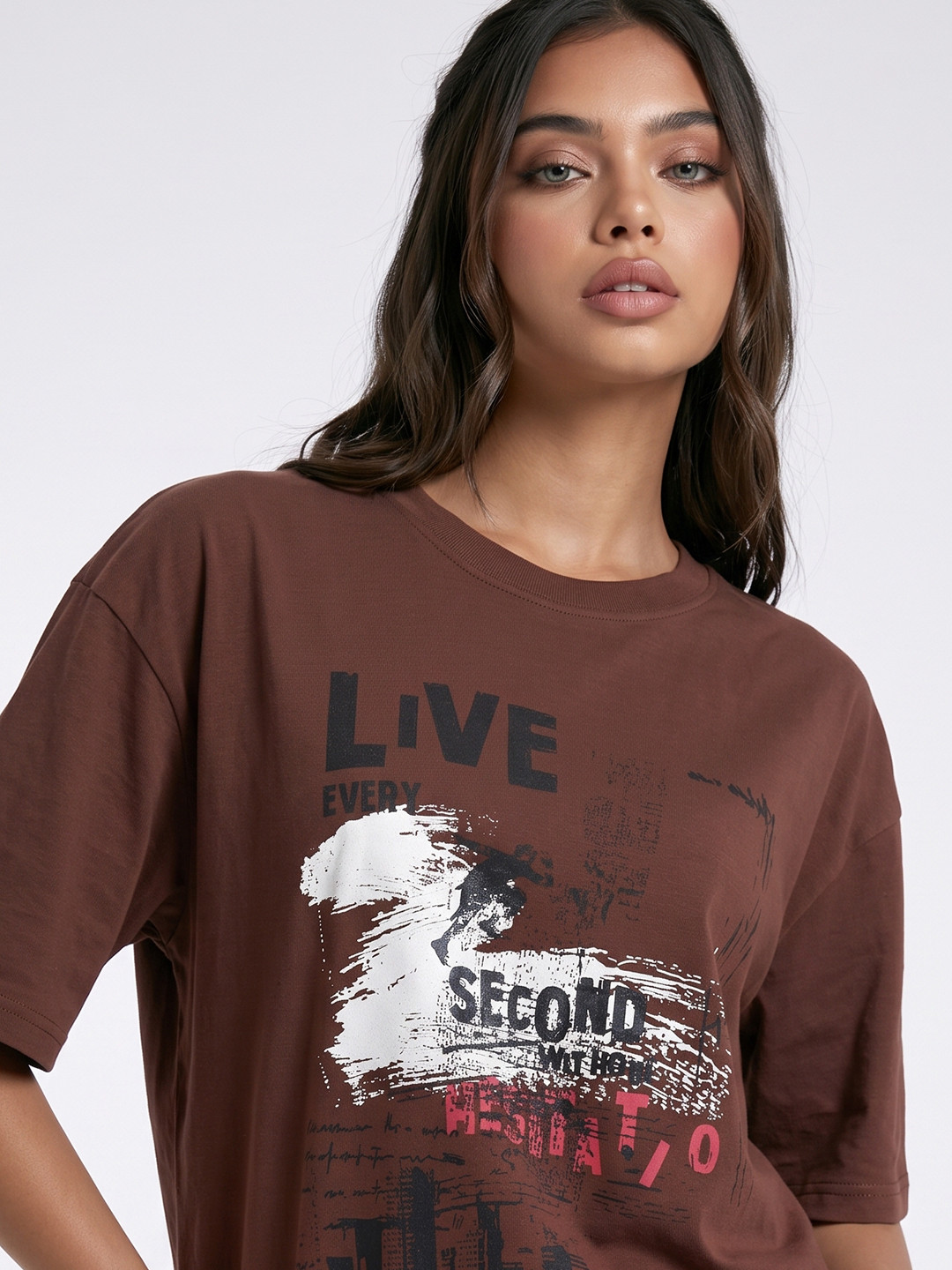 glitchez Graphic Printed Drop-Shoulder Sleeves Oversized Fit T-shirt