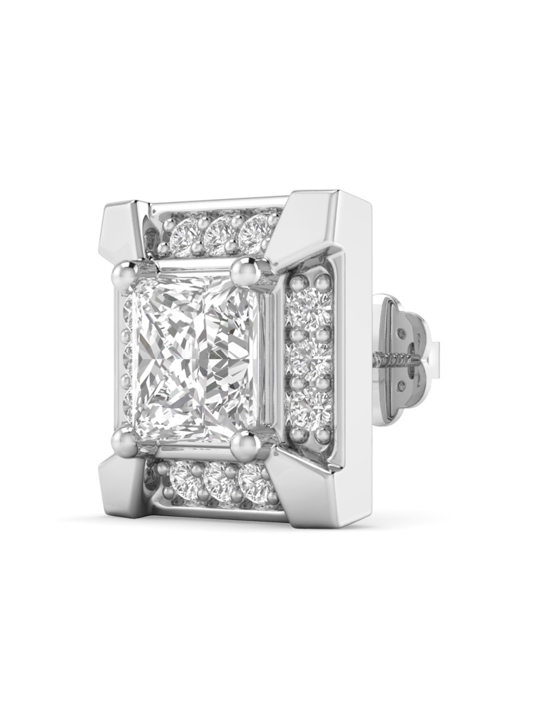 ORIONZ Men Silver Plated Stone Studded Studs Earrings