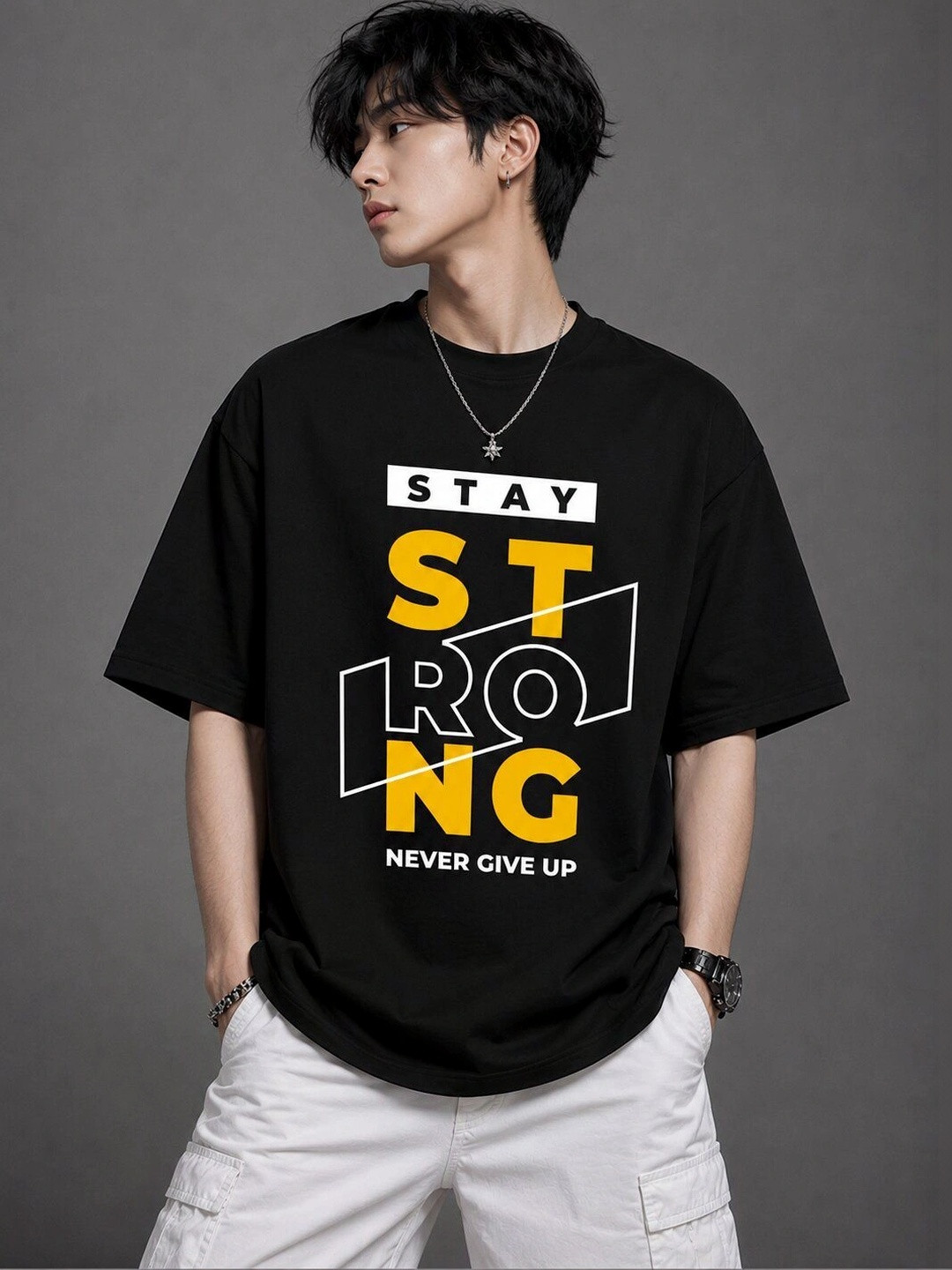 TeeVybe Men Typography Printed T-shirt