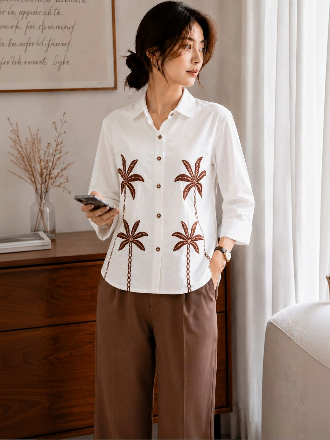 WIORA Women Embroidery Casual Shirt
