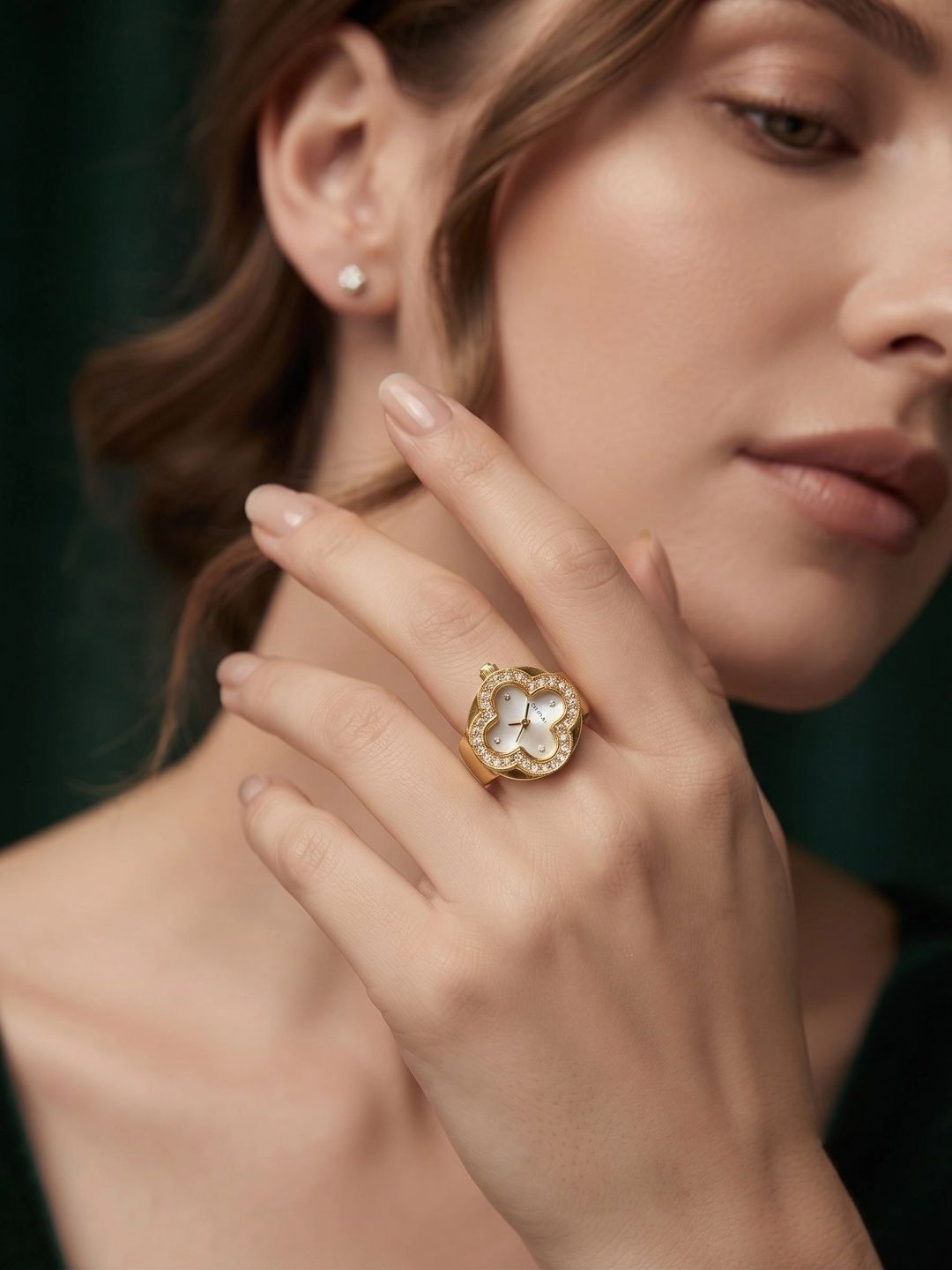 DURATI Women Gold-Plated Antique Beaded Finger Ring