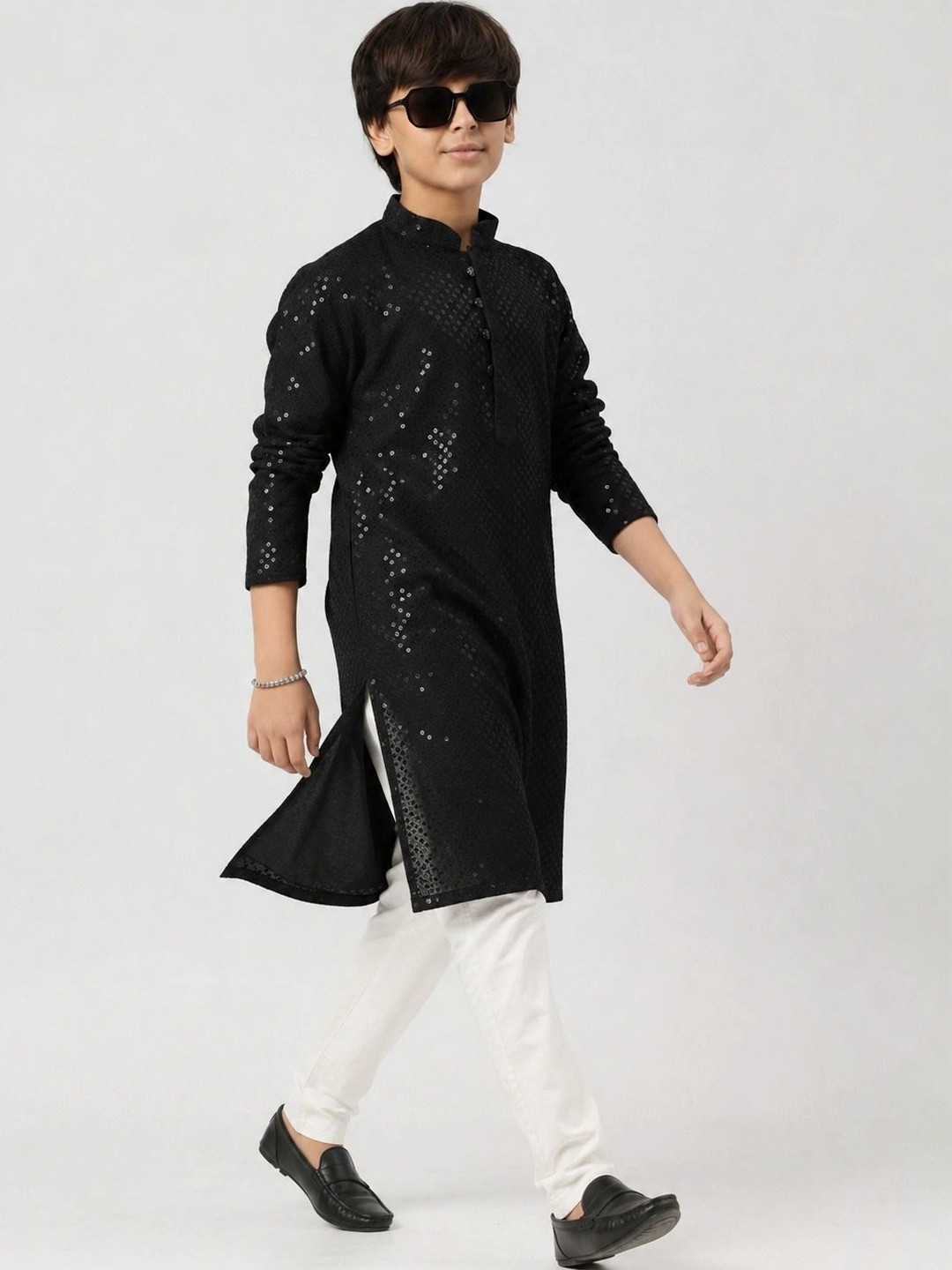 Sweety Rani Boys Ethnic Motifs Regular Sequinned Kurta with Pyjamas