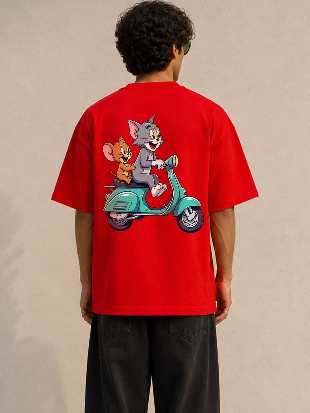 BEOVER Men Tom & Jerry Oversized T-shirt