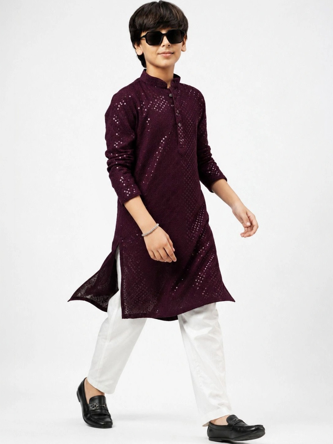 Sweety Rani Boys Regular Sequinned Kurta with Pyjamas