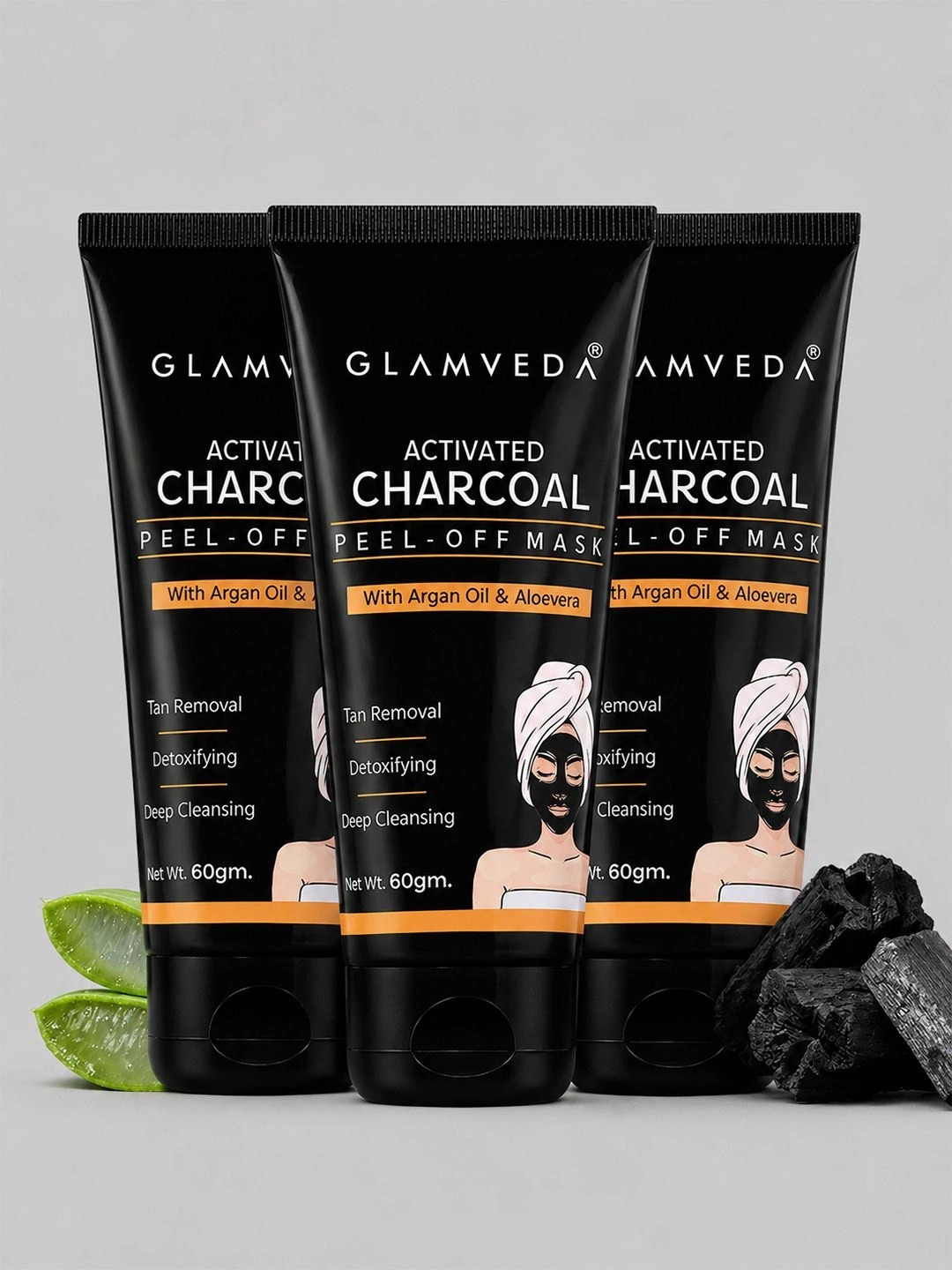 GLAMVEDA Set Of 3 Activated Charcoal Peel Off Mask- 60 g Each