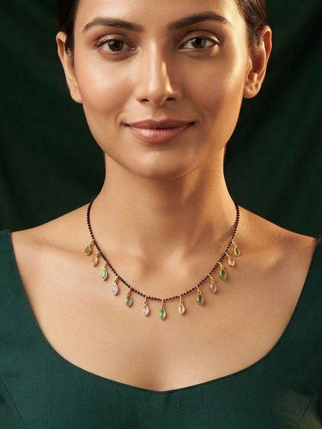 DURATI Gold-Plated Artificial Beads Mangalsutra