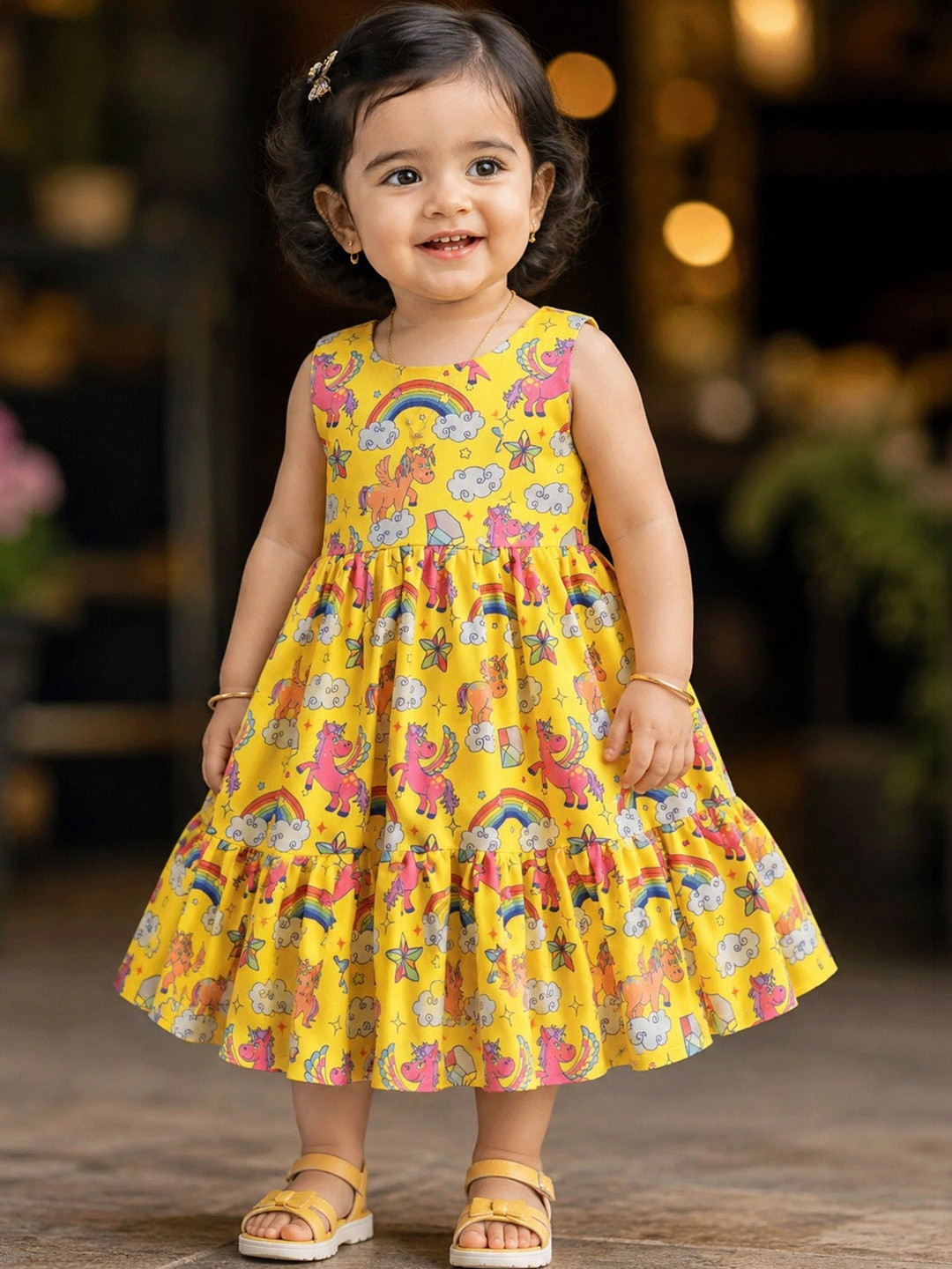 STANWELLS KIDS Animal Print Net Fit & Flare Dress