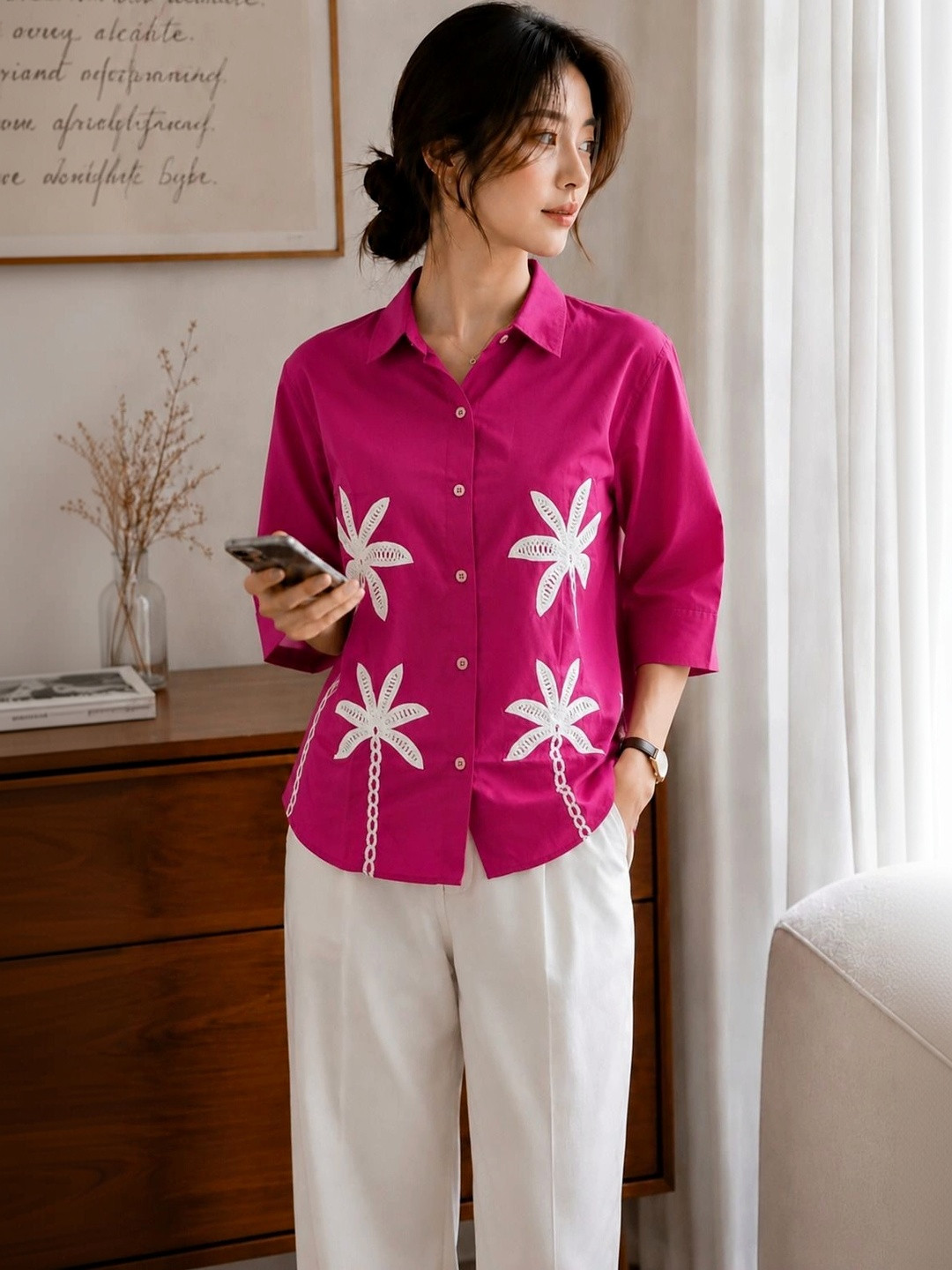 WIORA Women Embroidery Casual Shirt