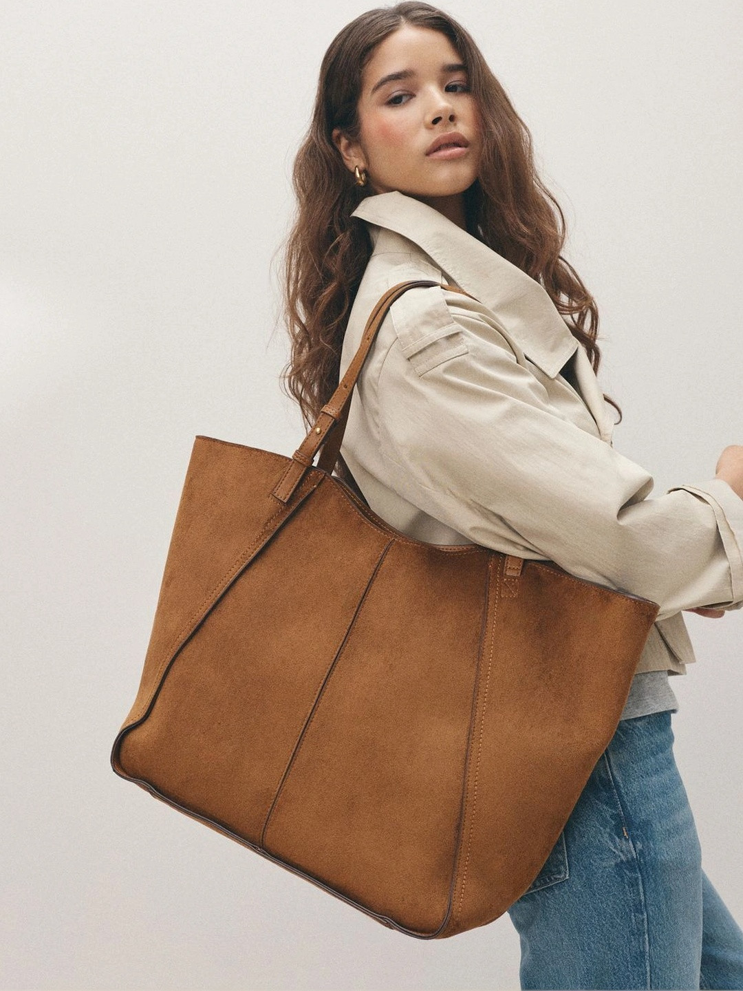 NEXT Suedette Structured Shoulder Bag