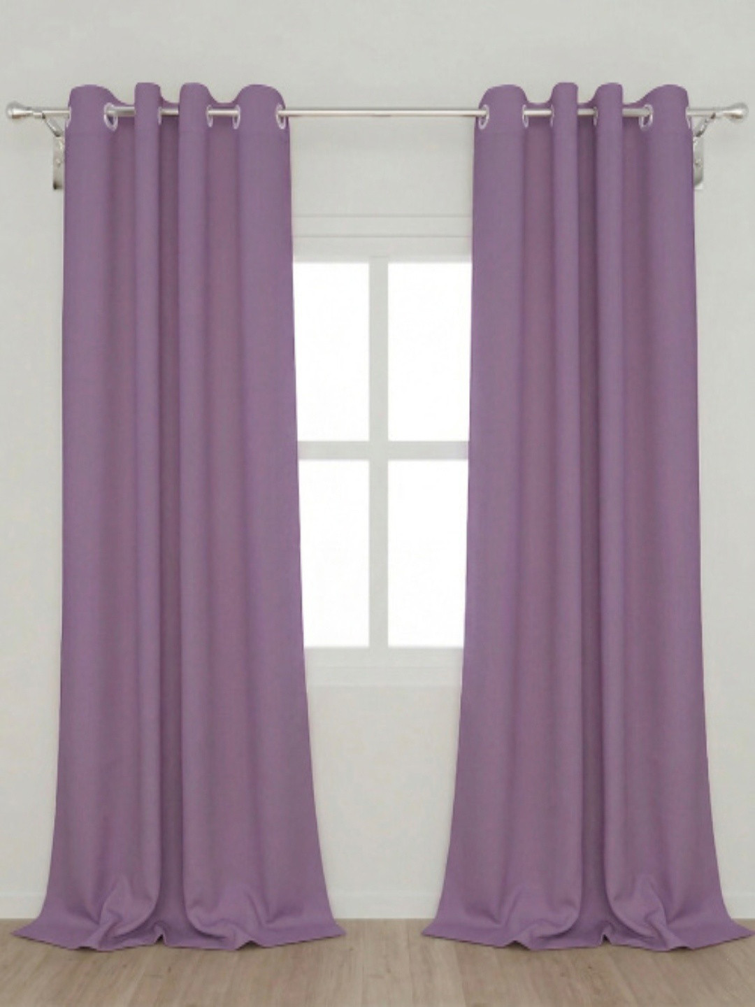 Myntra Elegant Homes Pink Set of 2 Black Out Door Curtain
