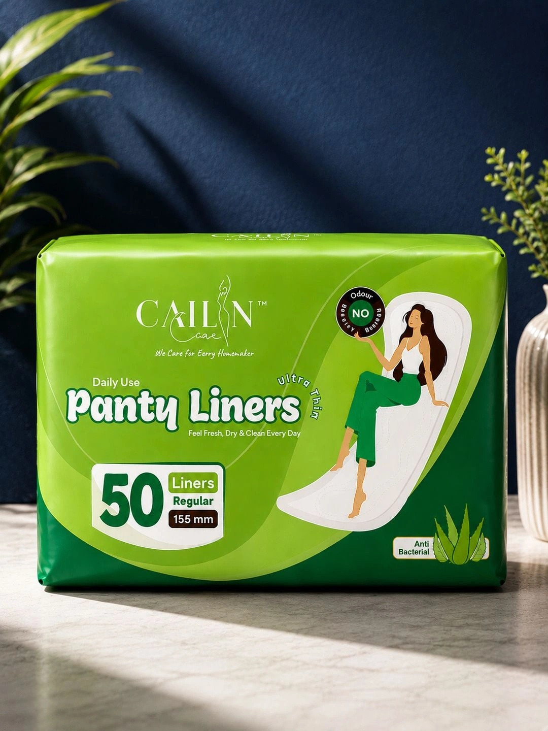 Cailin Care Soft Cotton Ultra Thin Panty Liners Infused With Neem - 50 Liners