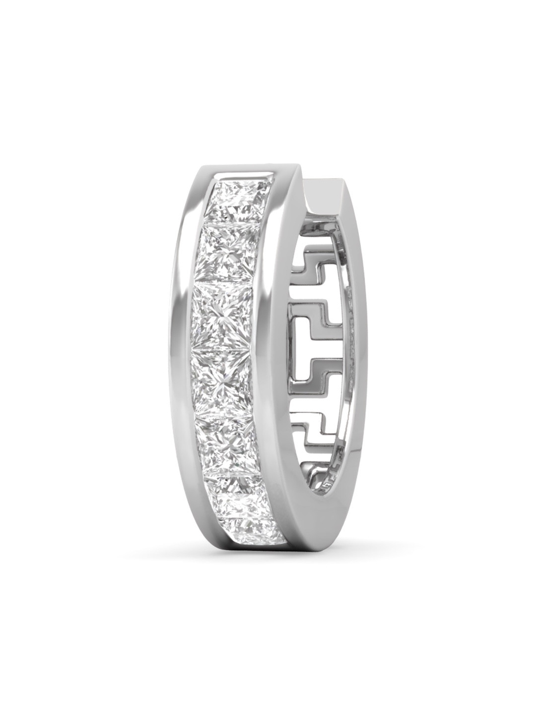 ORIONZ Men Sterling Silver Cubic Zirconia Studded Contemporary Hoop Earrings