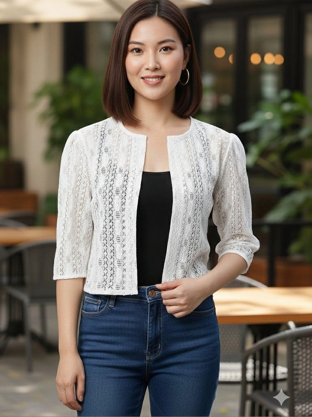 TENACITY Women Crop Sheer Shrug