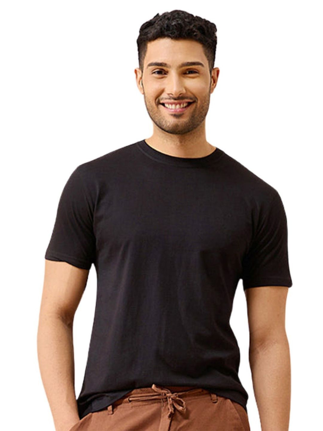 Wellbi Men Bamboo-Cotton 3X Softer Breathable Half sleeves Regular Fit Round Neck T-Shirt