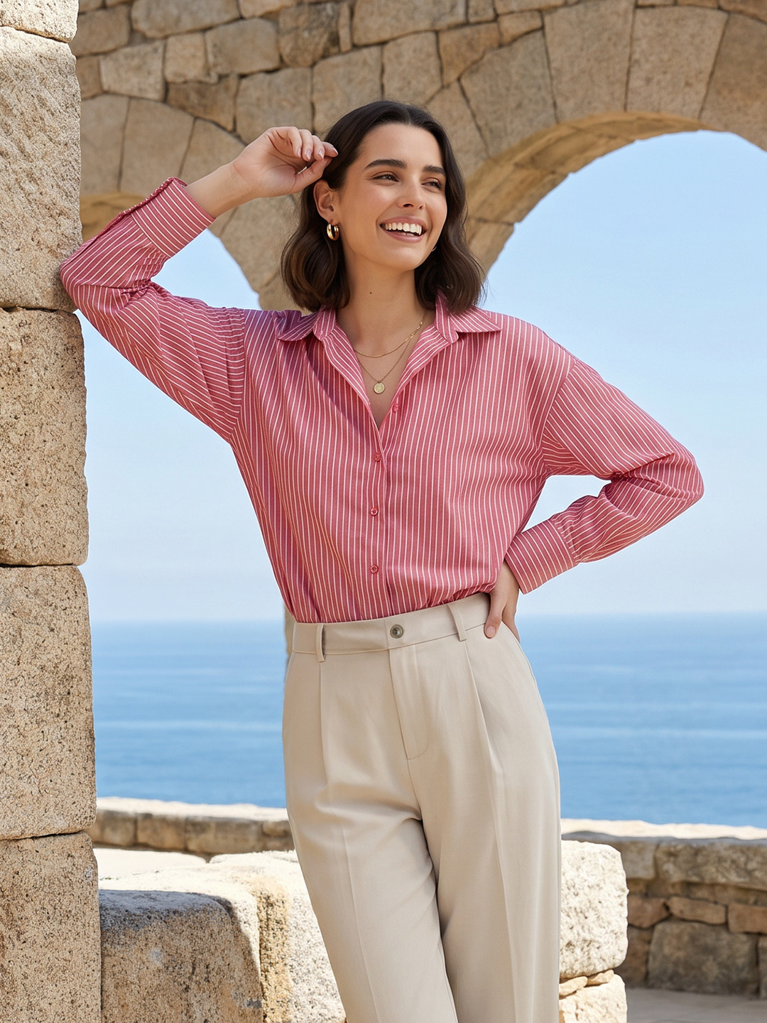 Mast & Harbour Vertical Striped Casual Shirt