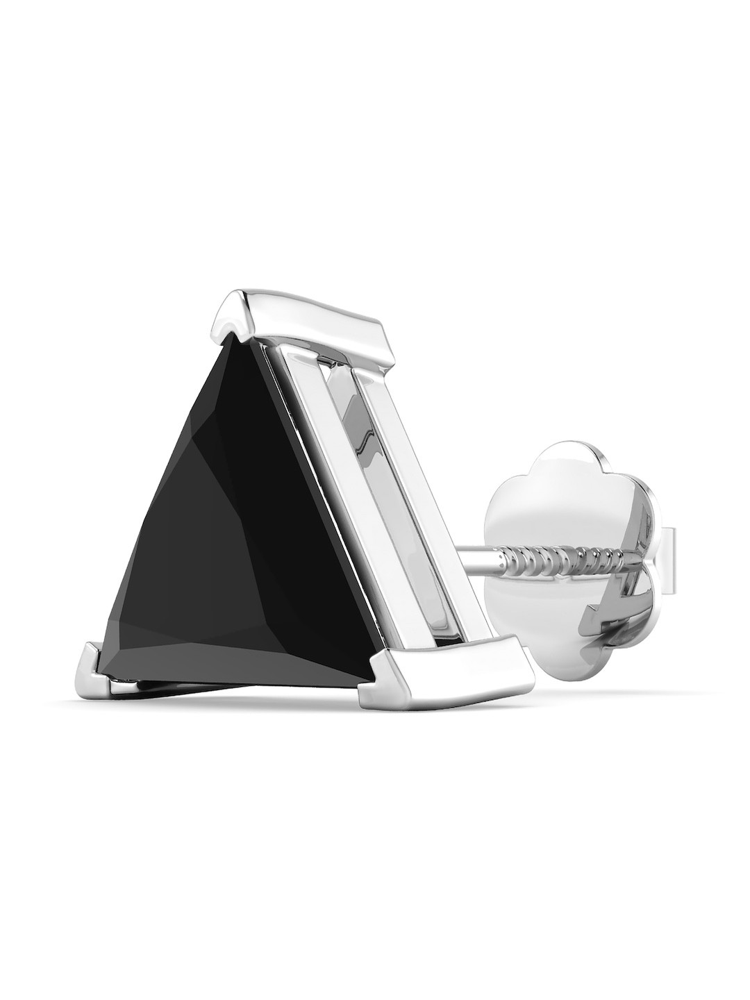 ORIONZ Men 925 Sterling Silver Cubic Zirconia Triangular Solitaire Circular Studs