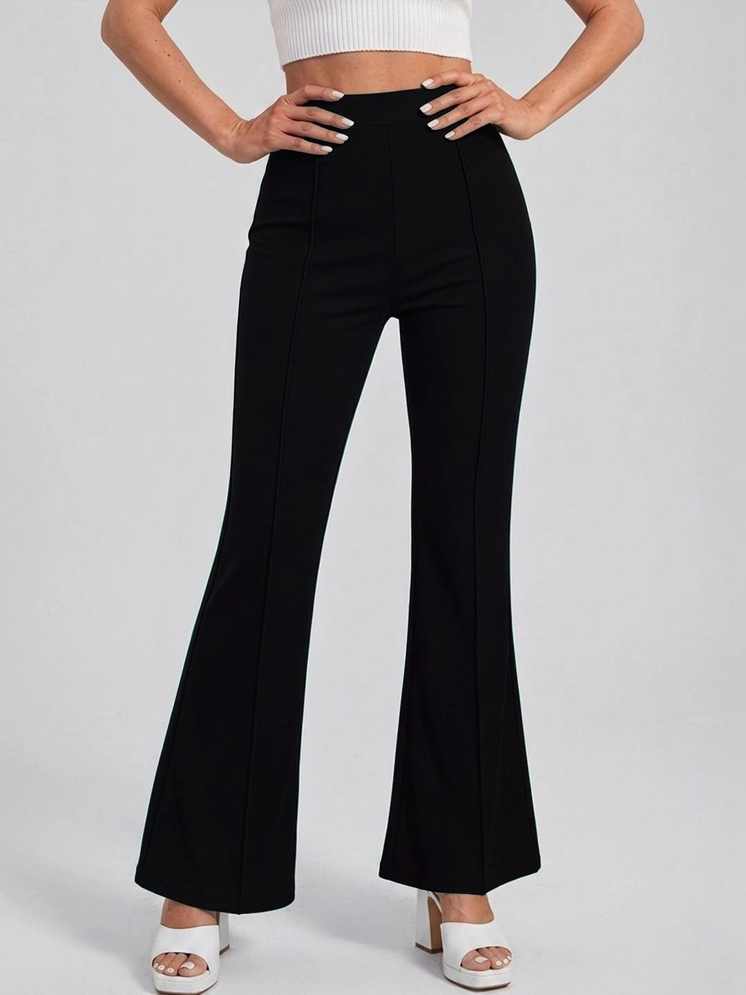 Maheshvi Women Flared High-Rise Bootcut Trousers