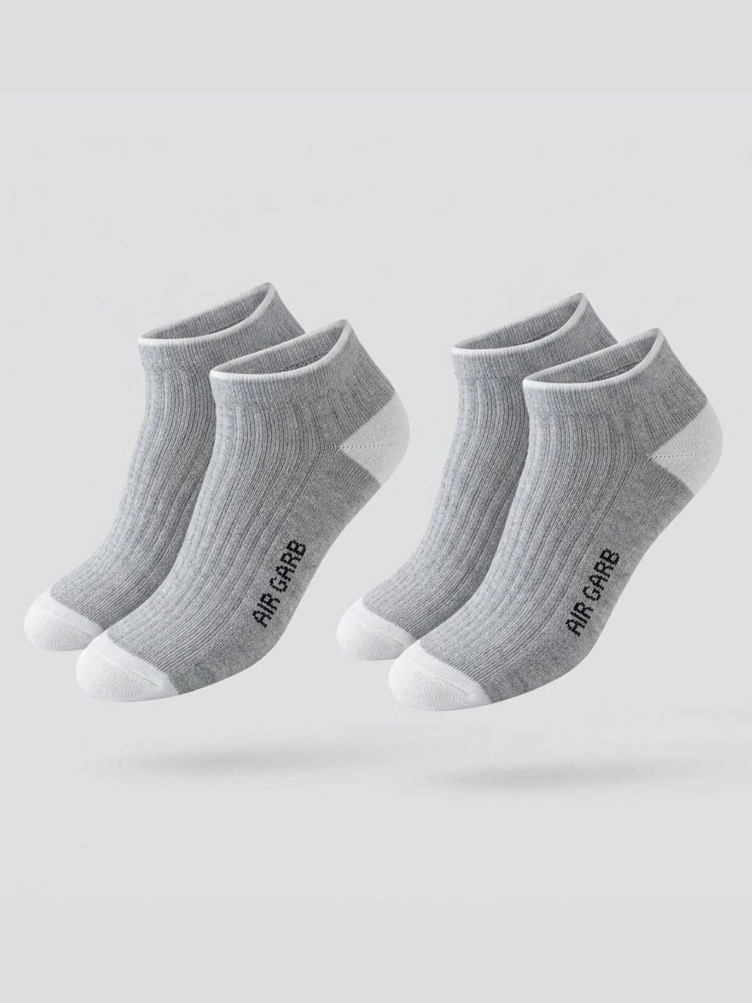AIR GARB Pure Cotton Low Ankle Socks Pack of 2 Grey