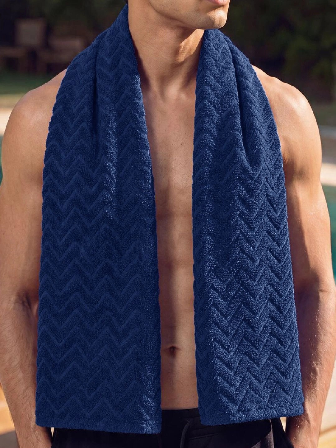 DAMENSCH Blue 1 Printed 200 GSM Bath Towel