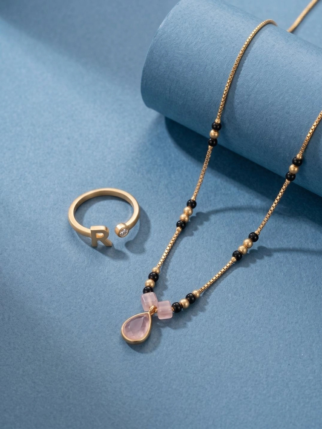 Sangria Gold-Plated Crystals Mangalsutra