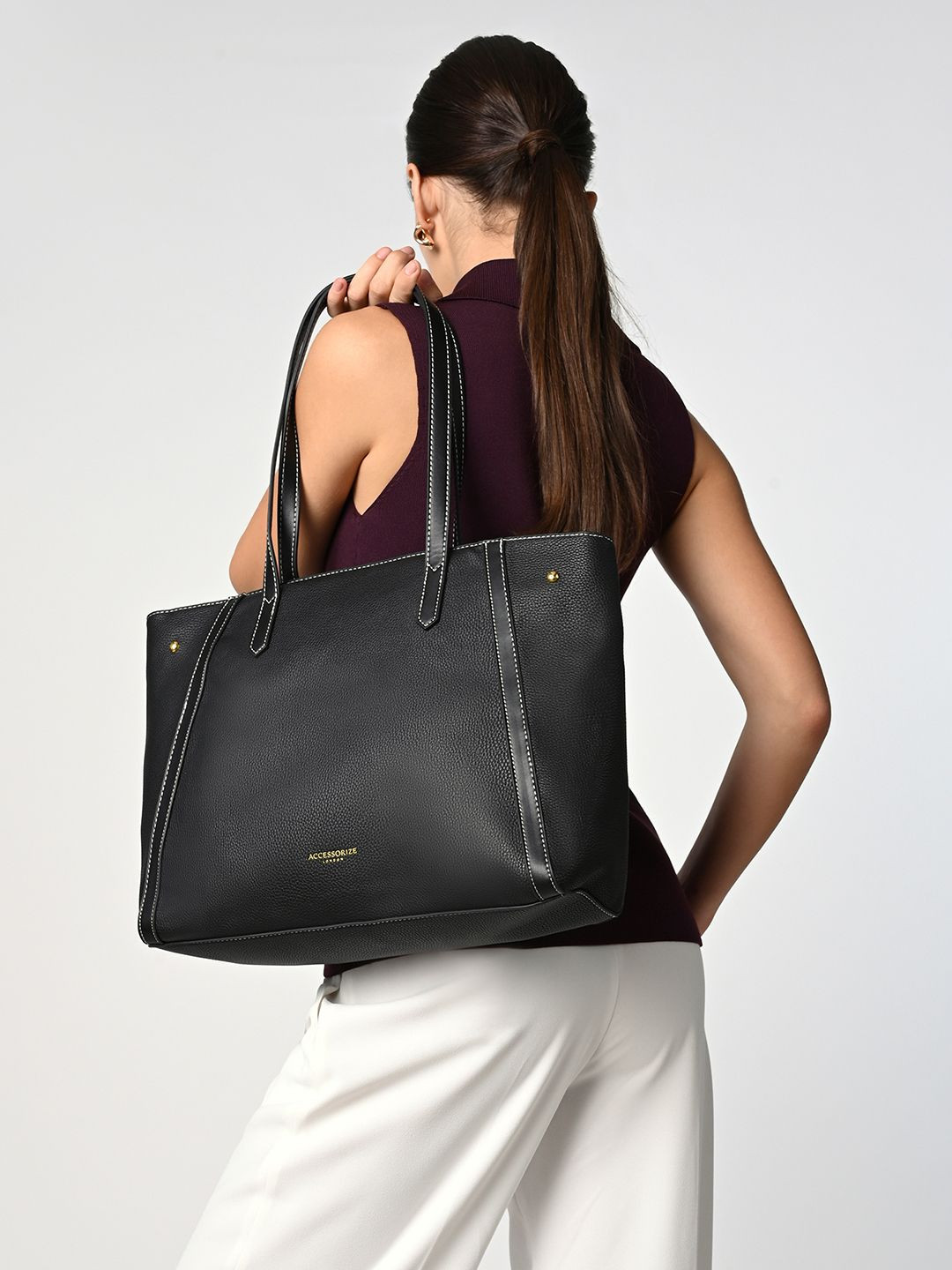 Accessorize London Solid Shopper Tote Bag