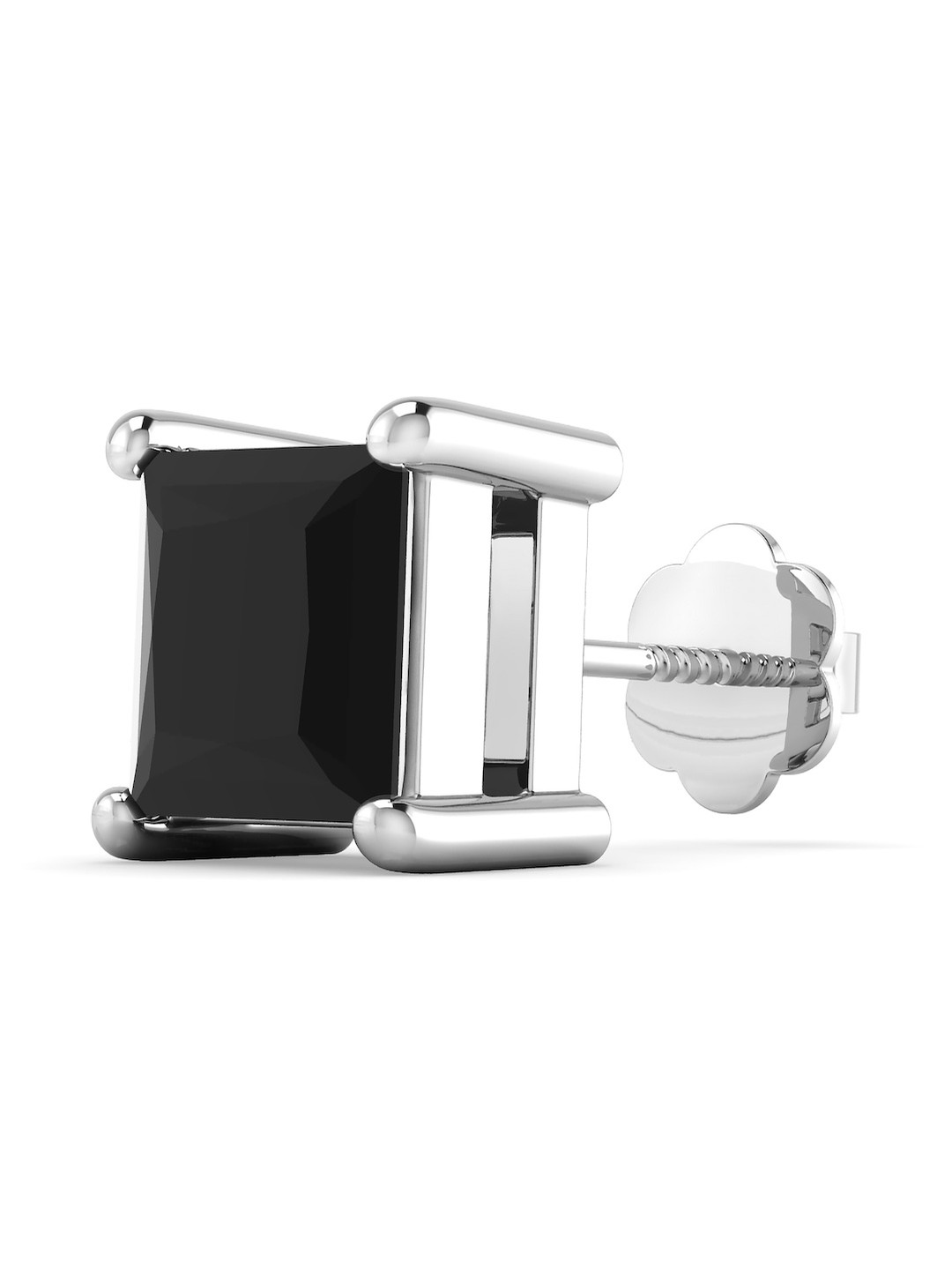 ORIONZ Men 925 Sterling Silver Cubic Zirconia Princess Solitaire Square Shaped Studs