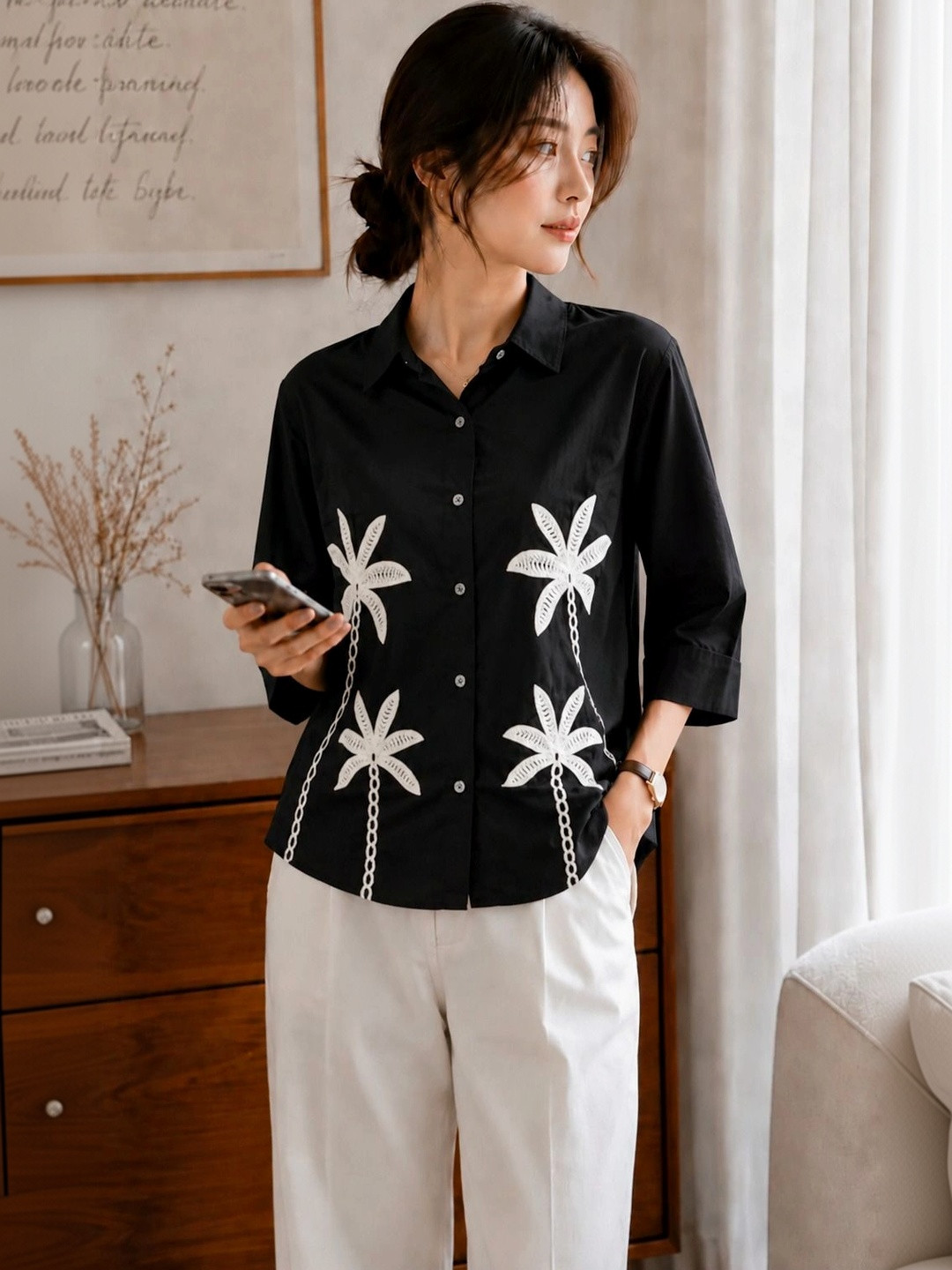 WIORA Women Embroidery Casual Shirt