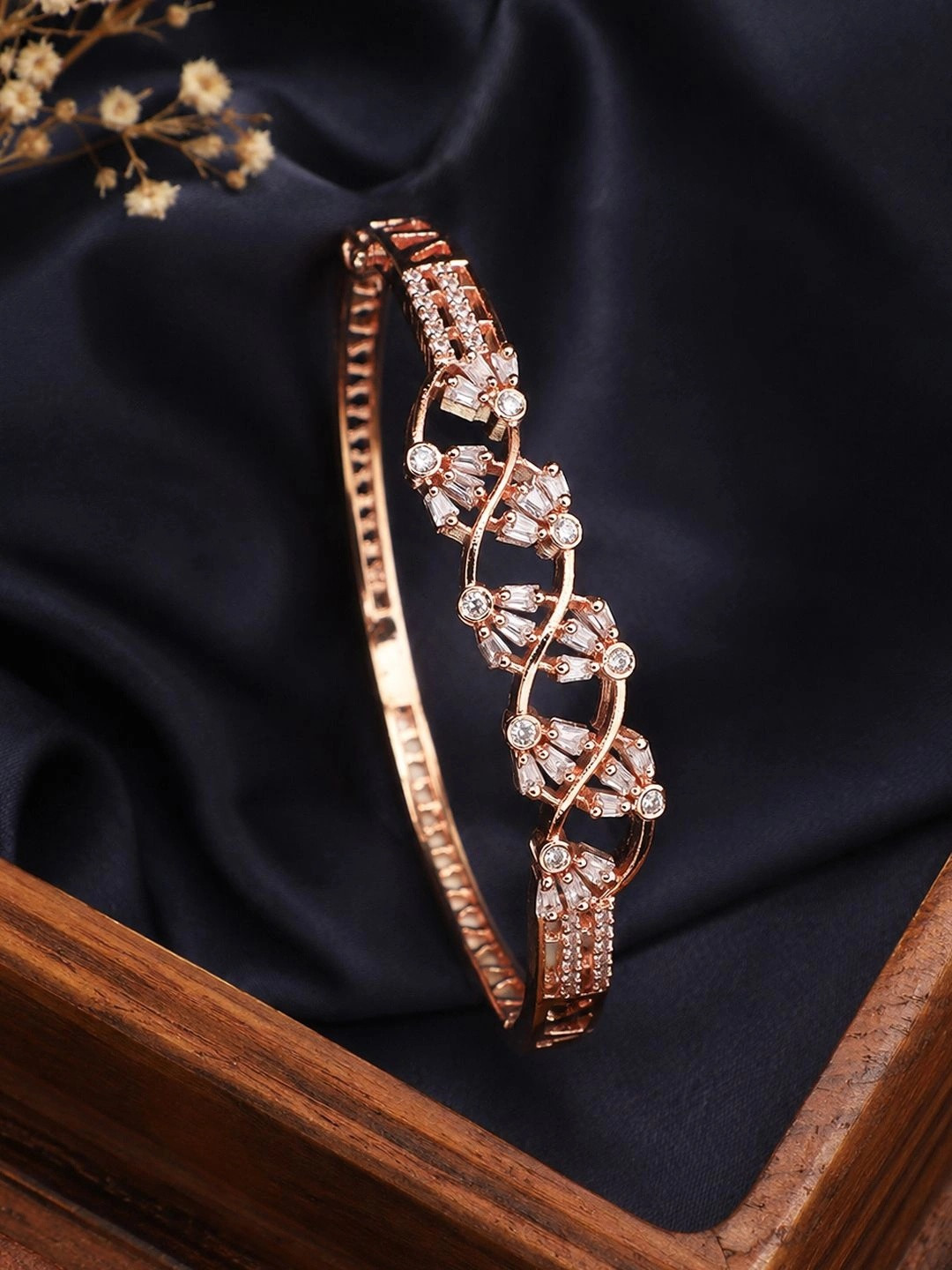 Bhana Fashion Women Gold-Toned & White Brass American Diamond Gold-Plated Bracelet