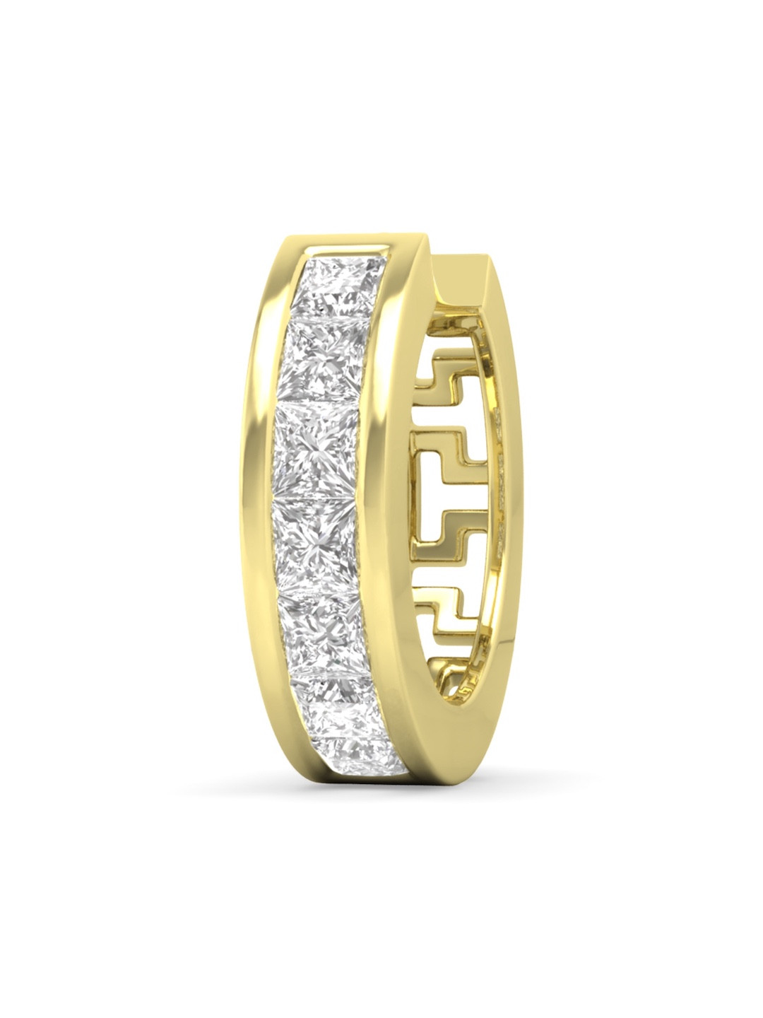 ORIONZ Men Gold-Plated CZ Stone Studded Contemporary Hoop Earrings