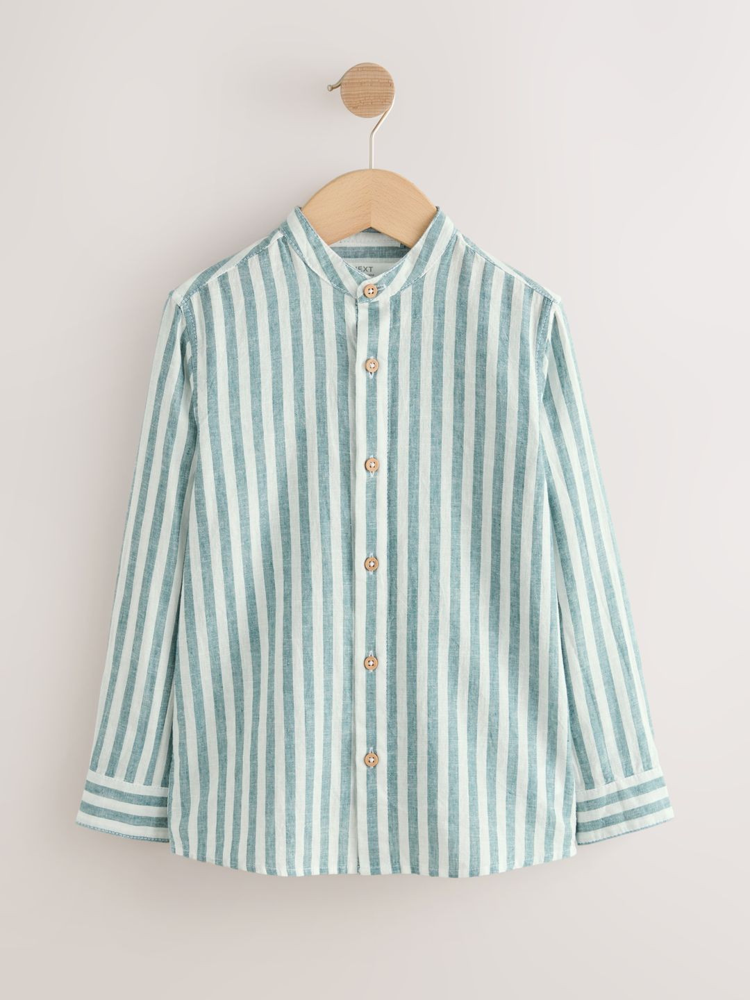 NEXT Boys Striped Band Collar Linen Cotton Casual Shirt
