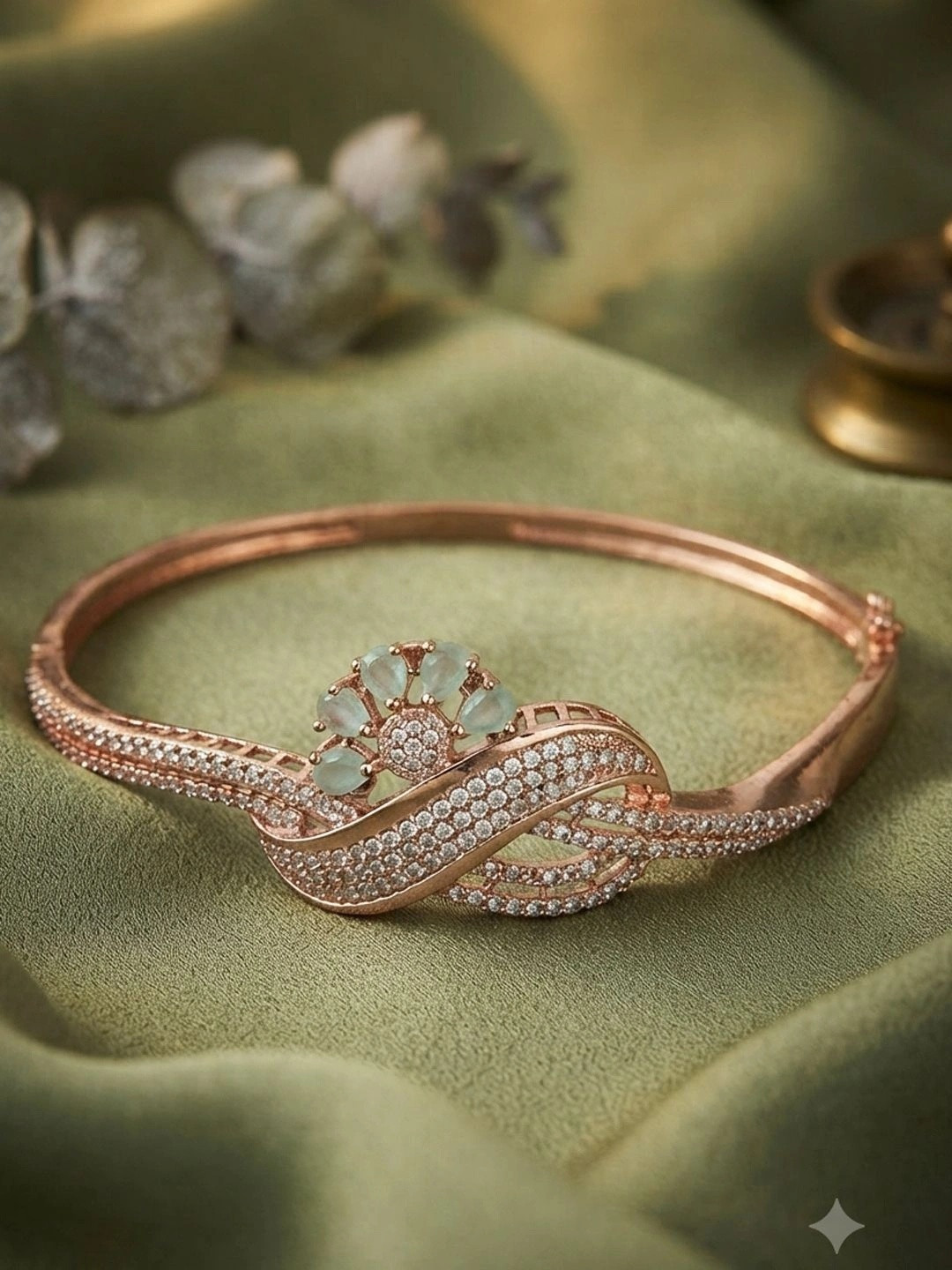 Bhana Fashion Women Gold-Toned & White Brass American Diamond Gold-Plated Bracelet