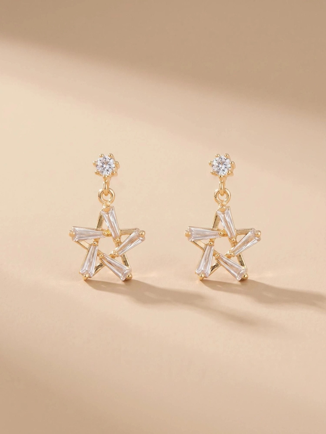 MYKI Gold-Plated Star Shaped Drop Earrings