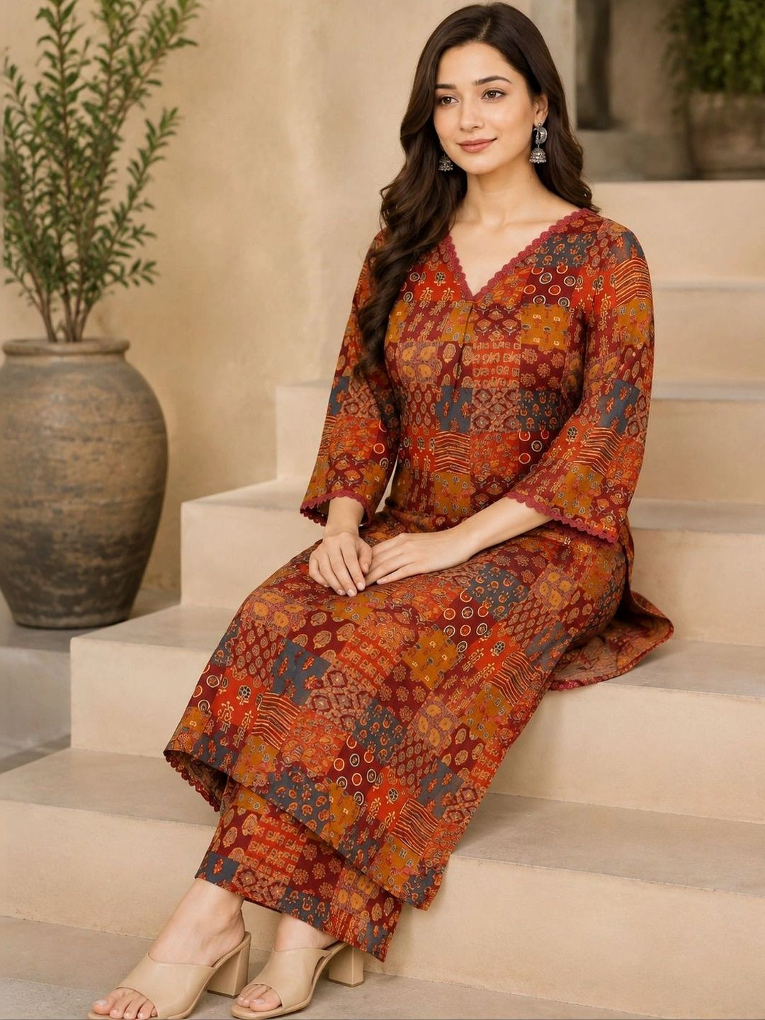 Tabeedah Women Ethnic Motifs Printed Regular Kurta with Palazzos
