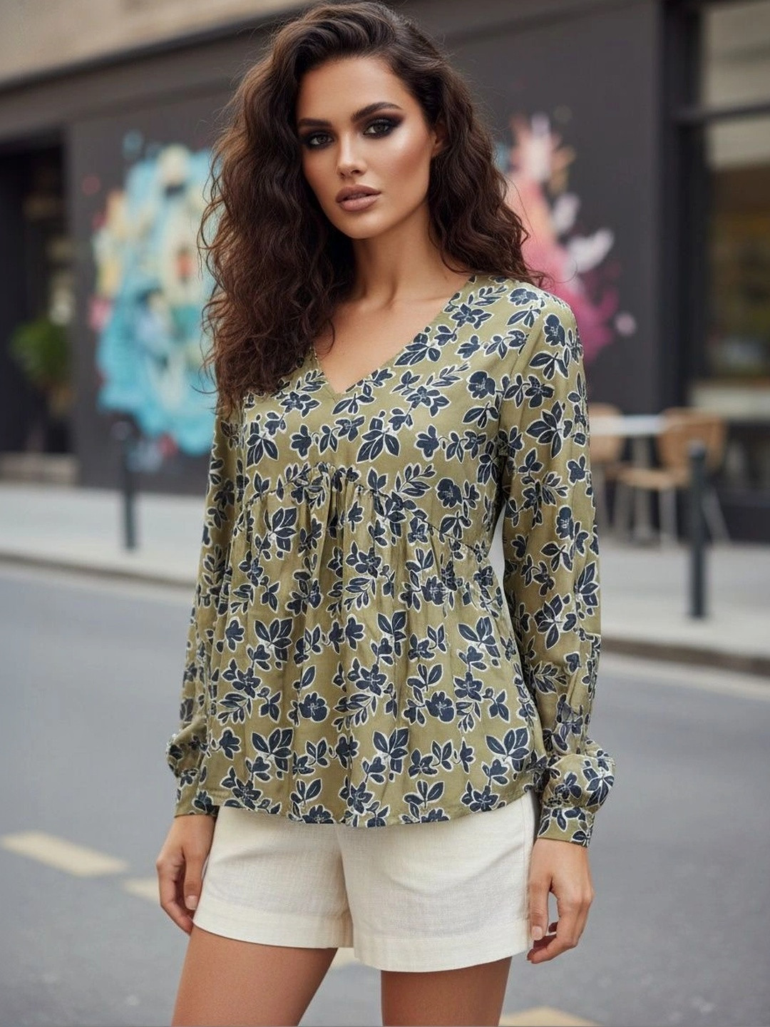 DressBerry Floral Print Crepe Top