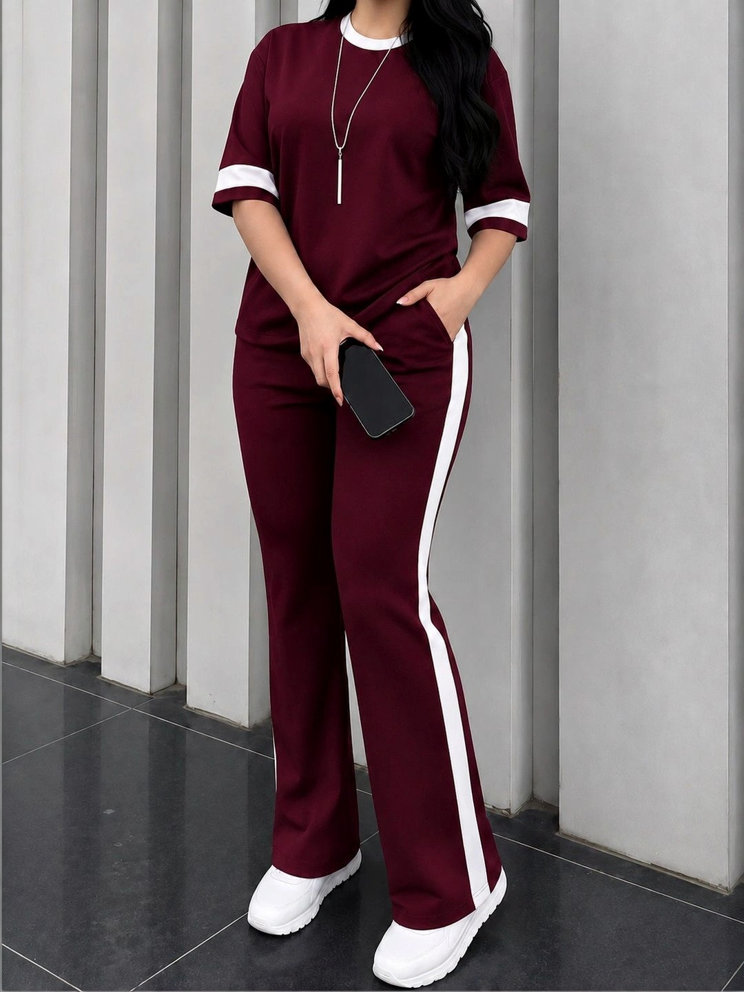 BOTGO Cotton Colourblocked T-shirt with Trousers